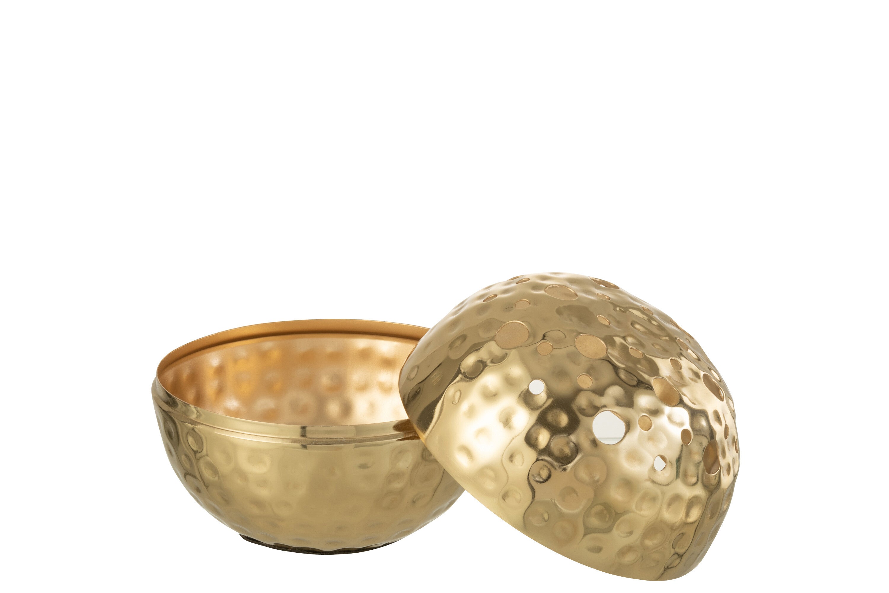 J-Line Vaas Ball Met Gaten Metaal Goud Small - 15.00 cm hoog