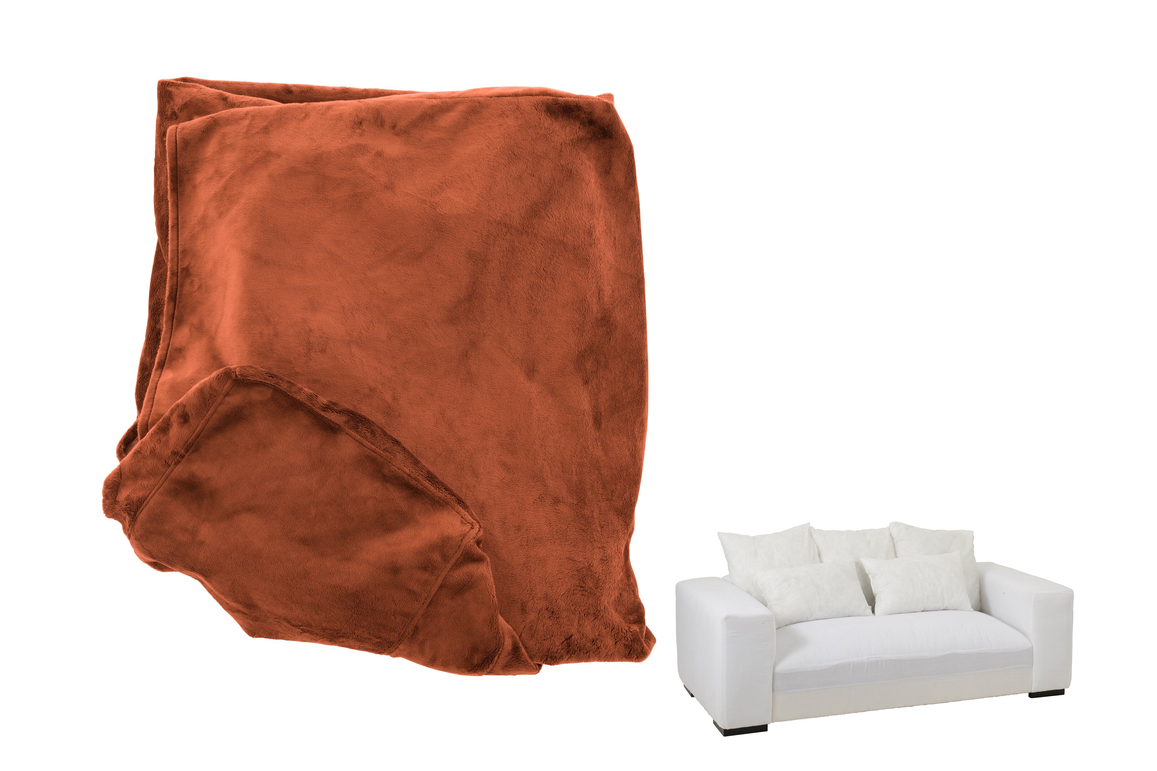 Hoes Stoel + 5 Kussens Monaco Bank Fluweel Roest