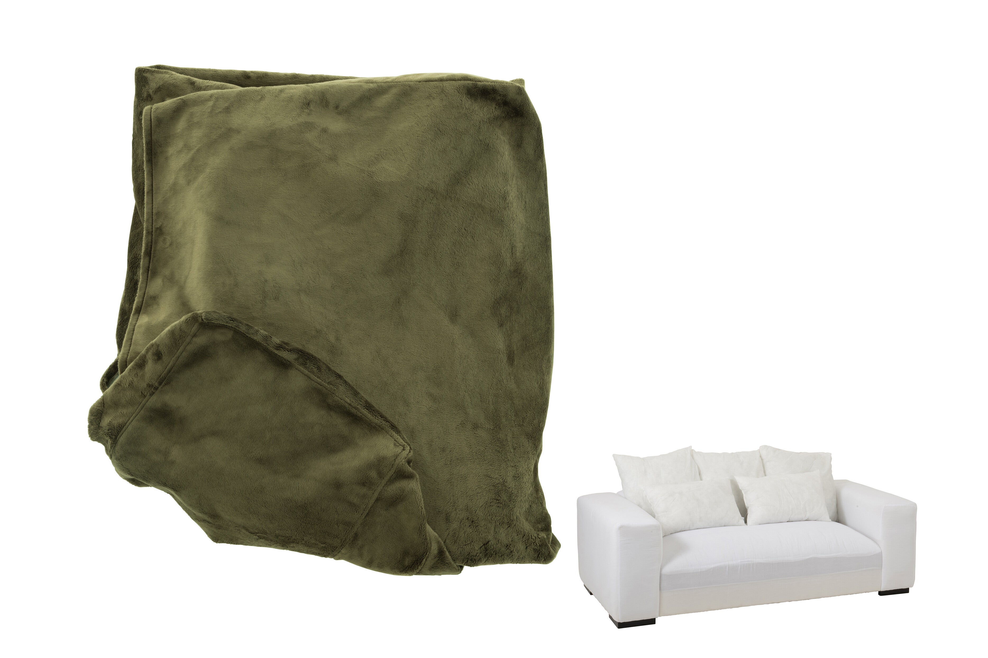 Hoes Stoel + 5 Kussens Monaco Bank Fluweel Mosgroen