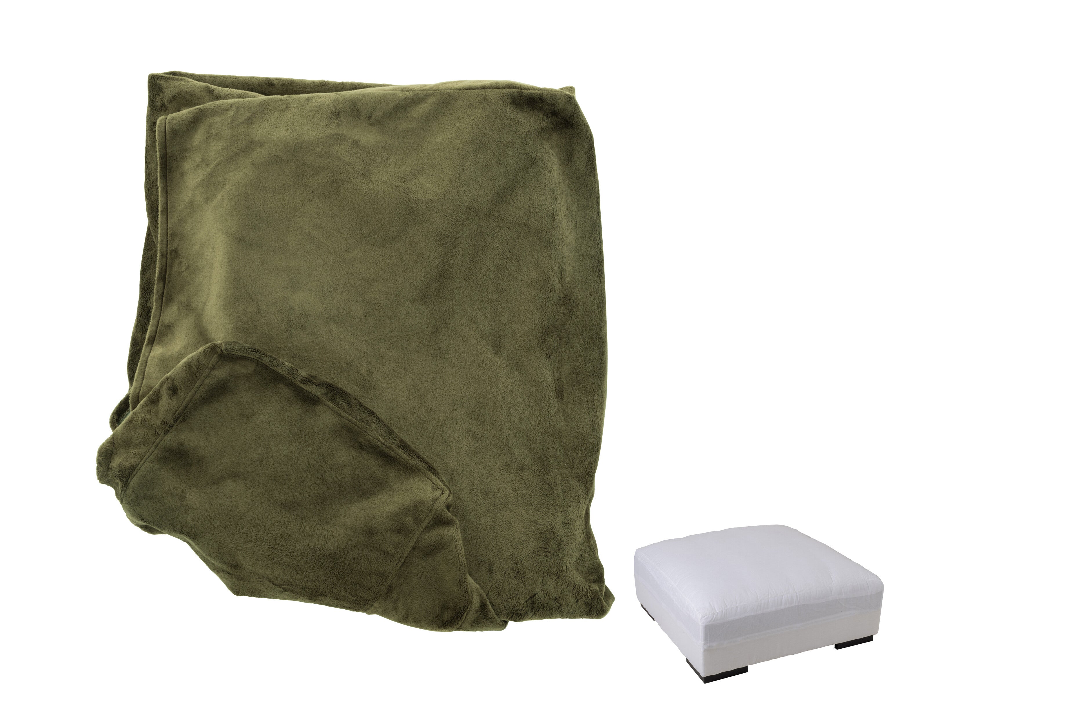 Hoes Poef Monaco Velvet Mosgroen