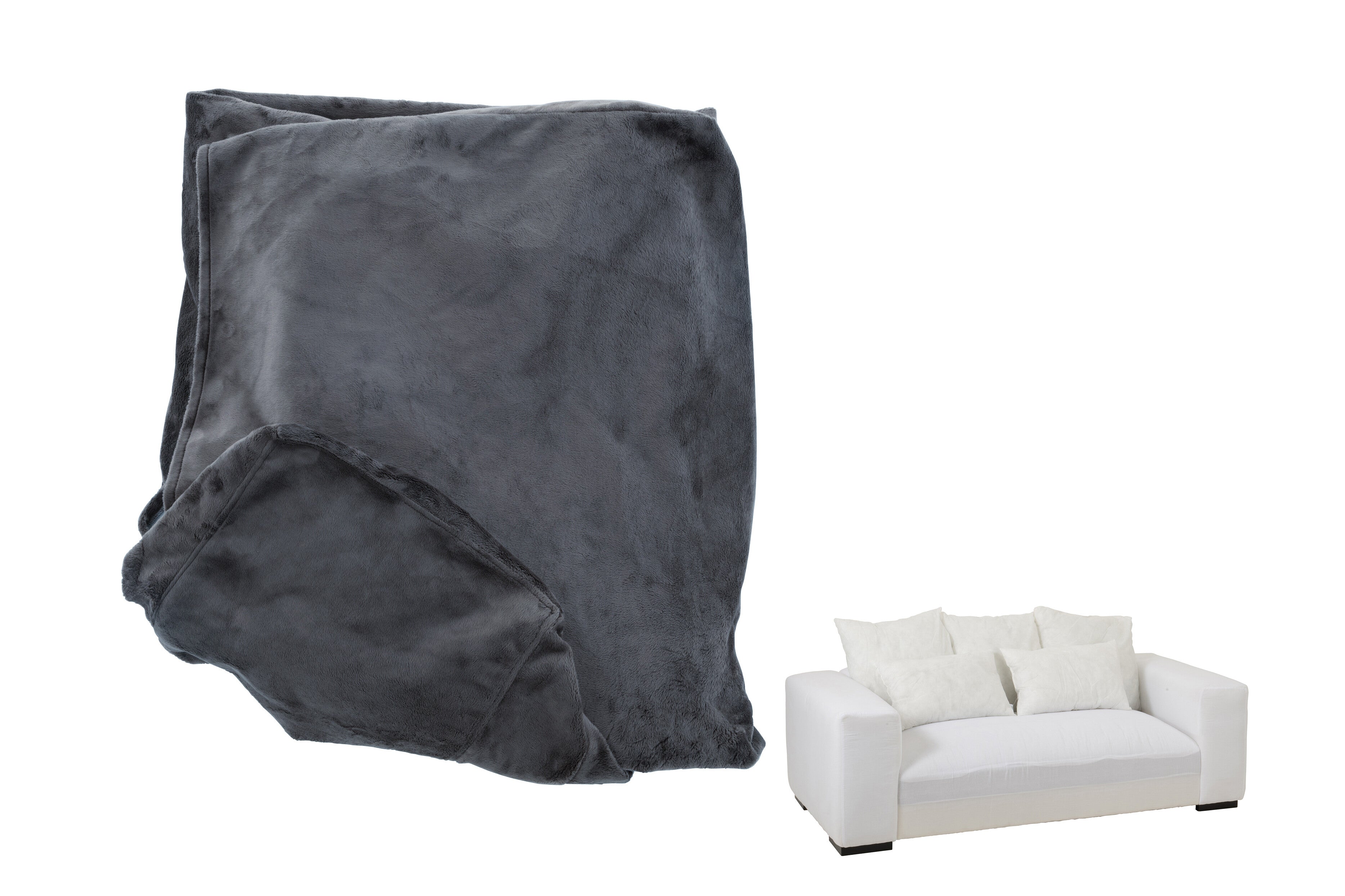 Hoes Stoel + 5 Kussens Monaco Bank Fluweel Donkergrijs