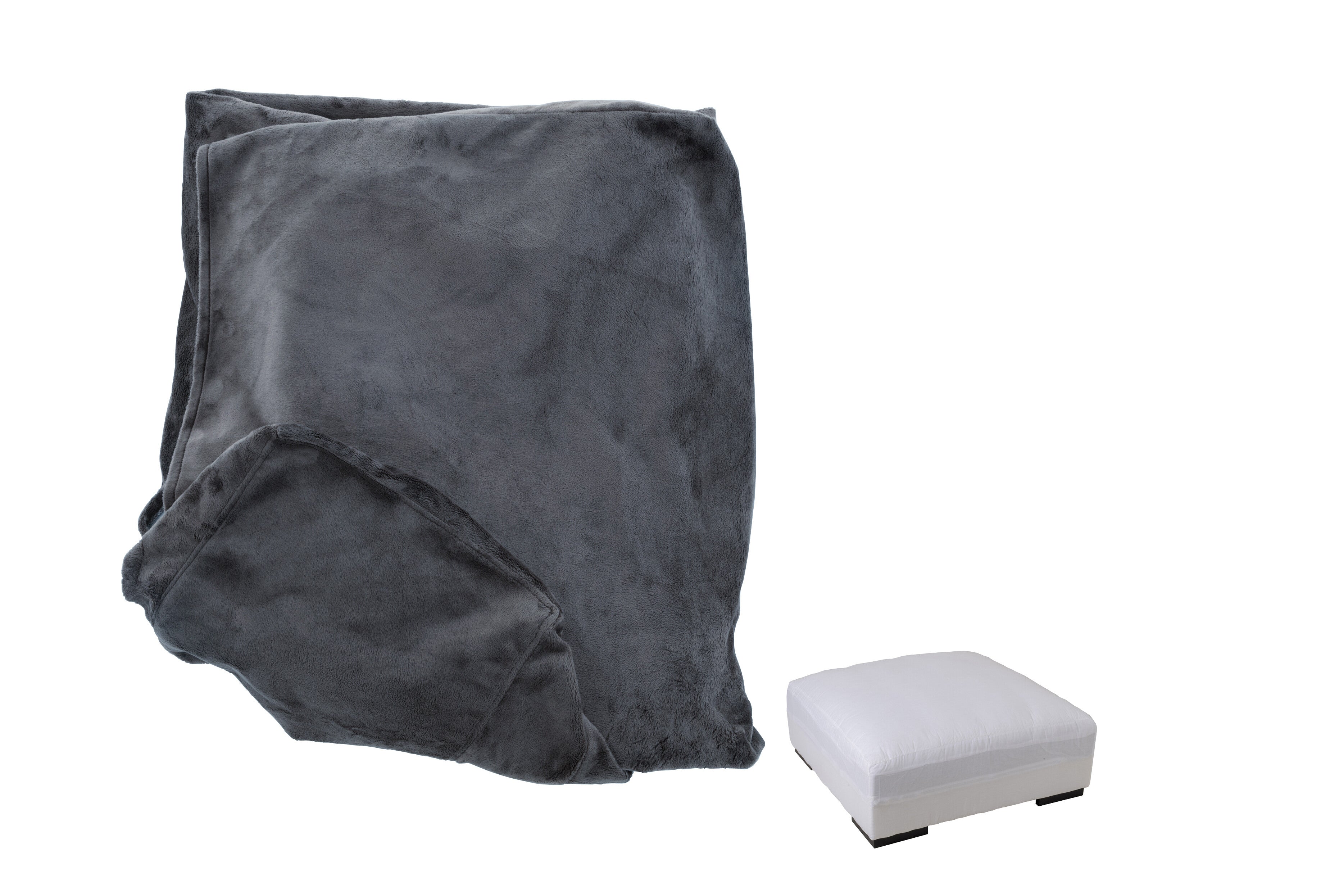 Hoes Poef Monaco Velours Donkergrijs