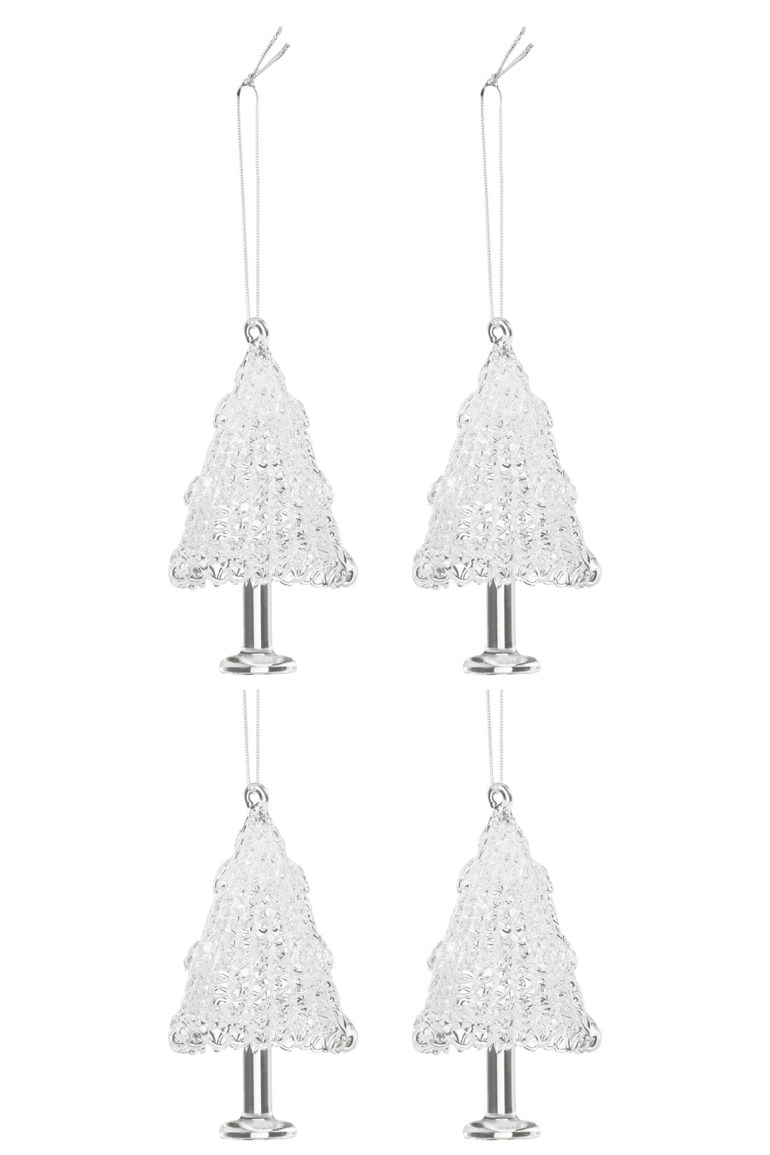 J-Line Box Of 4 Christmas Tree Hanger Glass Transparent