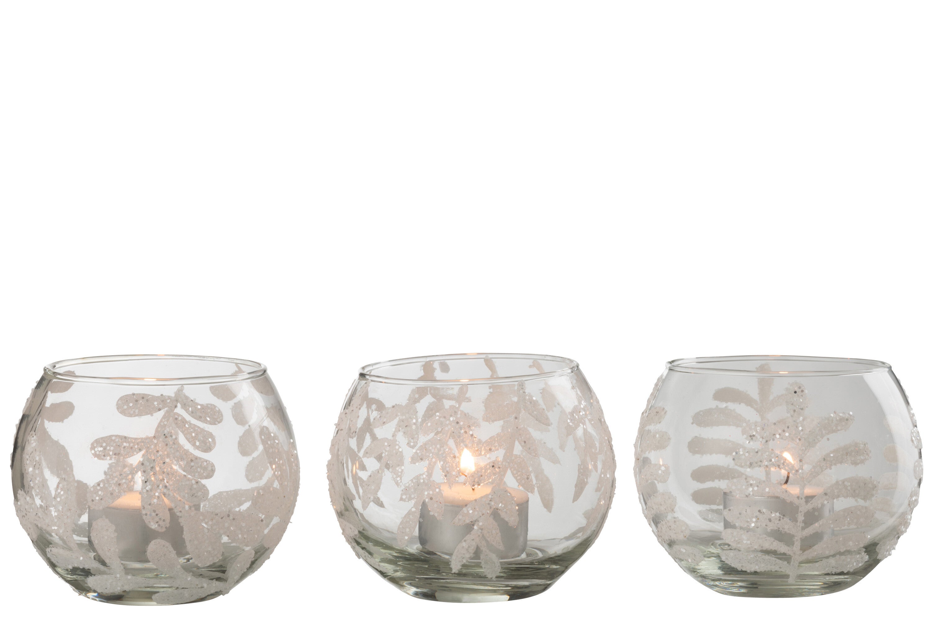 Orkaan Laat Pailletten Glas Wit Assortiment Van 3