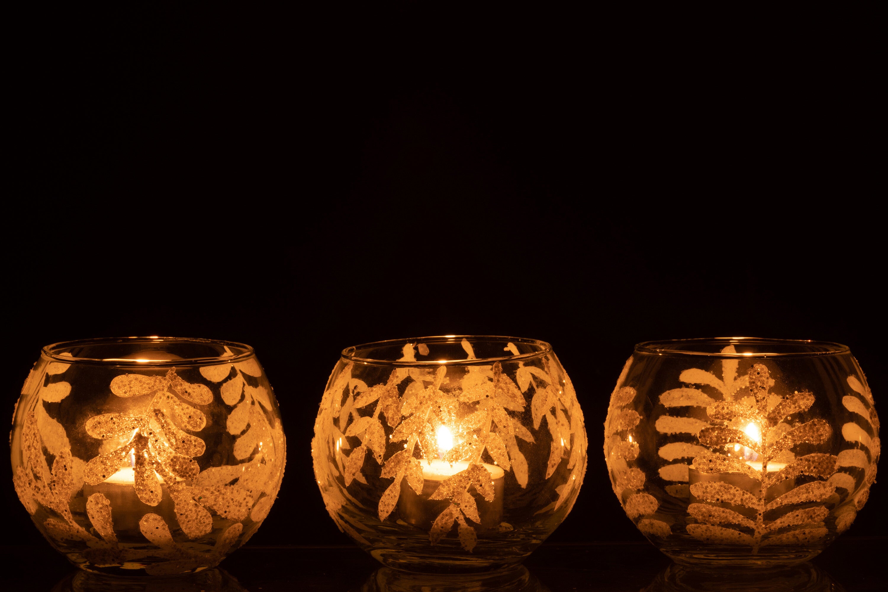 Orkaan Laat Pailletten Glas Wit Assortiment Van 3