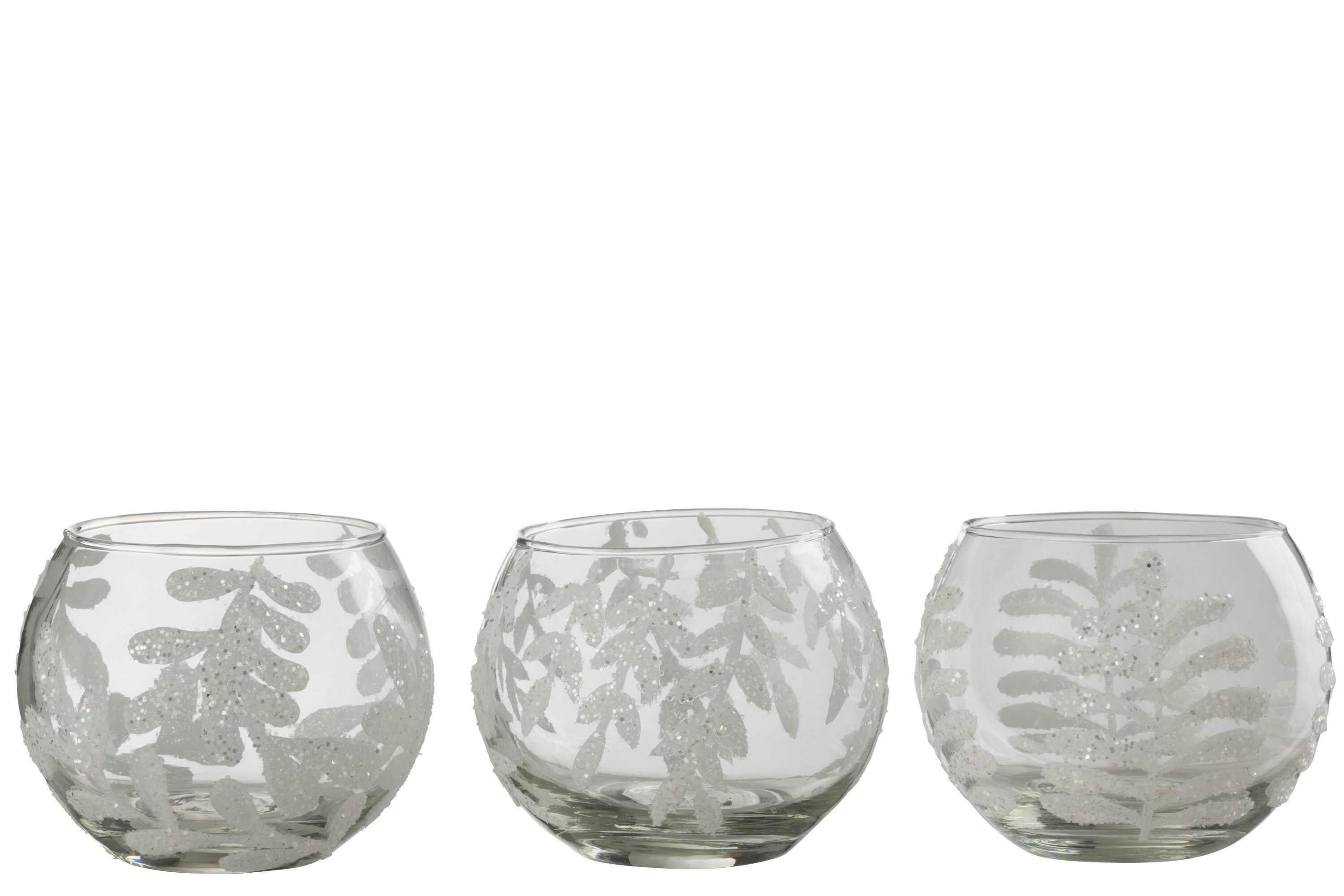 Orkaan Laat Pailletten Glas Wit Assortiment Van 3