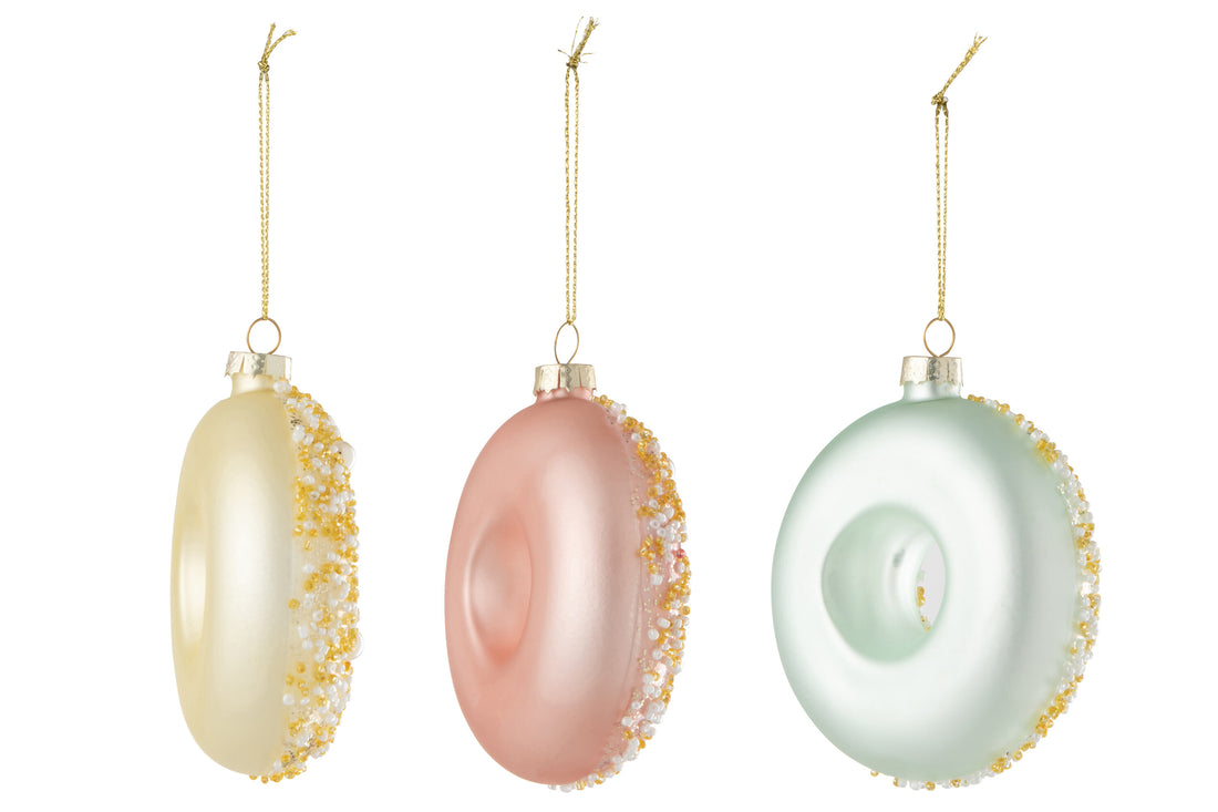 J-Line Doos Van 6 Donut Hanger 2+2+2 Pailletten Glas Mix