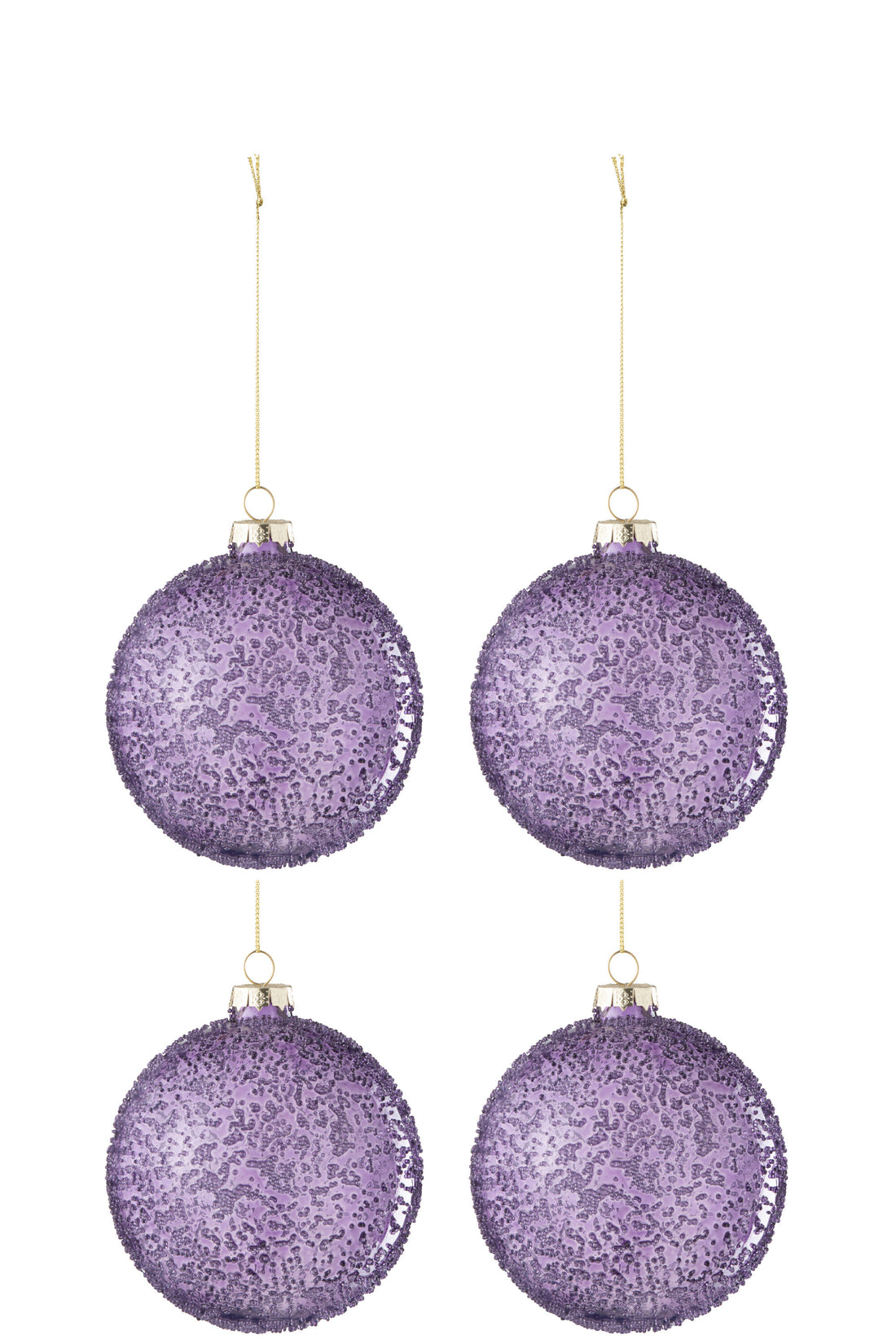 J-Line Doos Van 4 Kerstbal Parels Glas Mauve Small