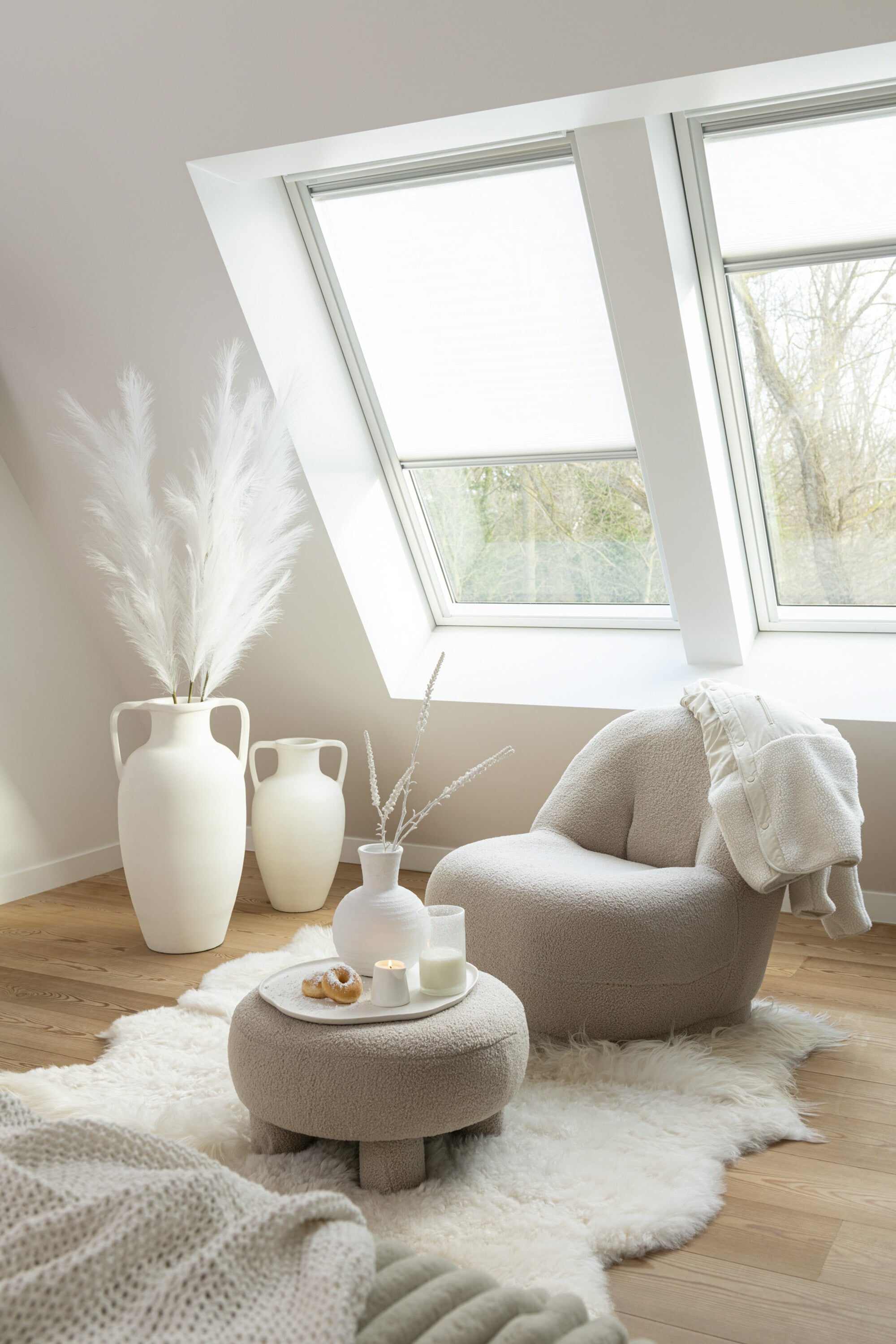 J-Line Tak Astilbe 5 Delig Kunststof Wit