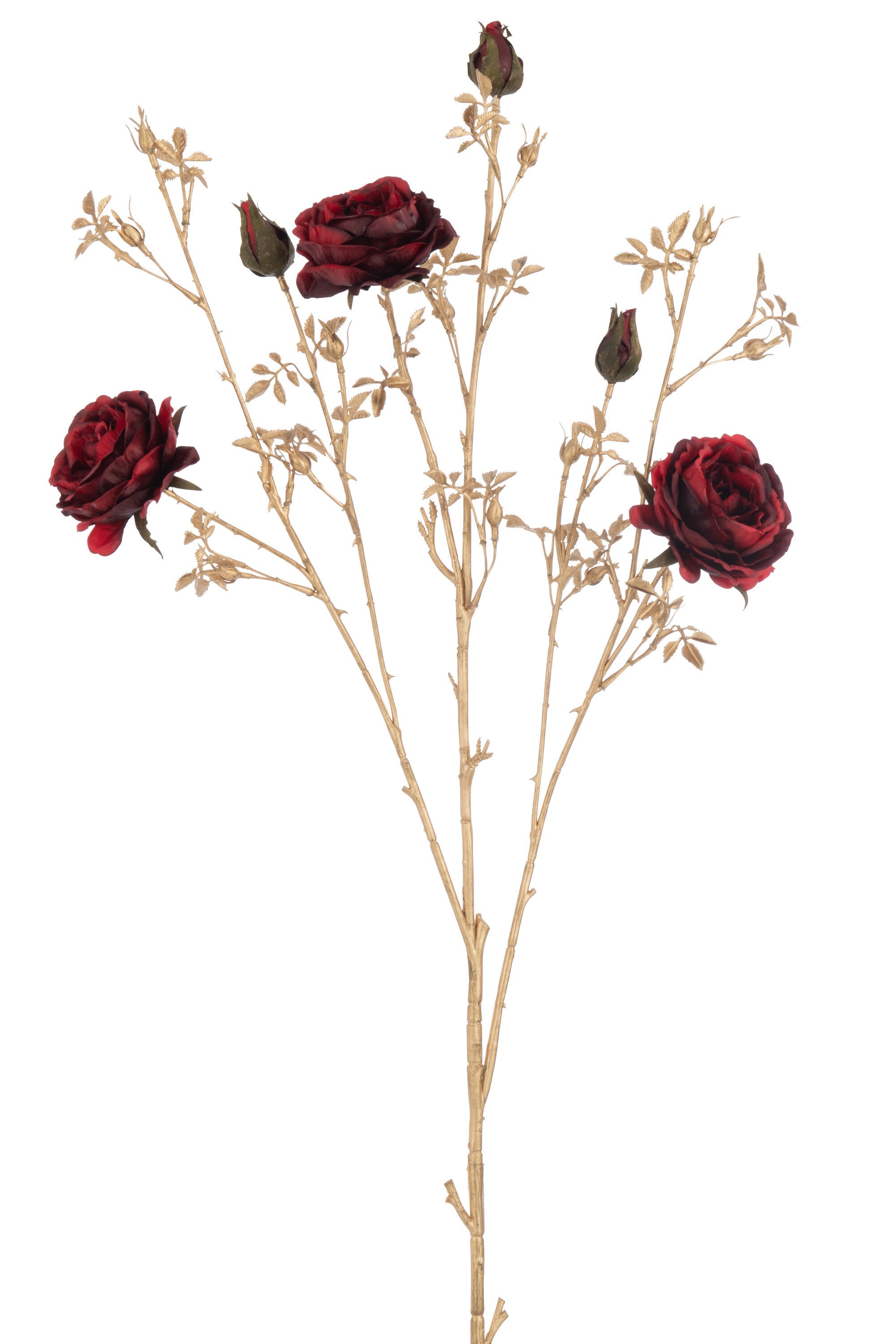 J-Line Rozenstruik 3 Bloemen+Knoppen Plastiek Rood/Goud