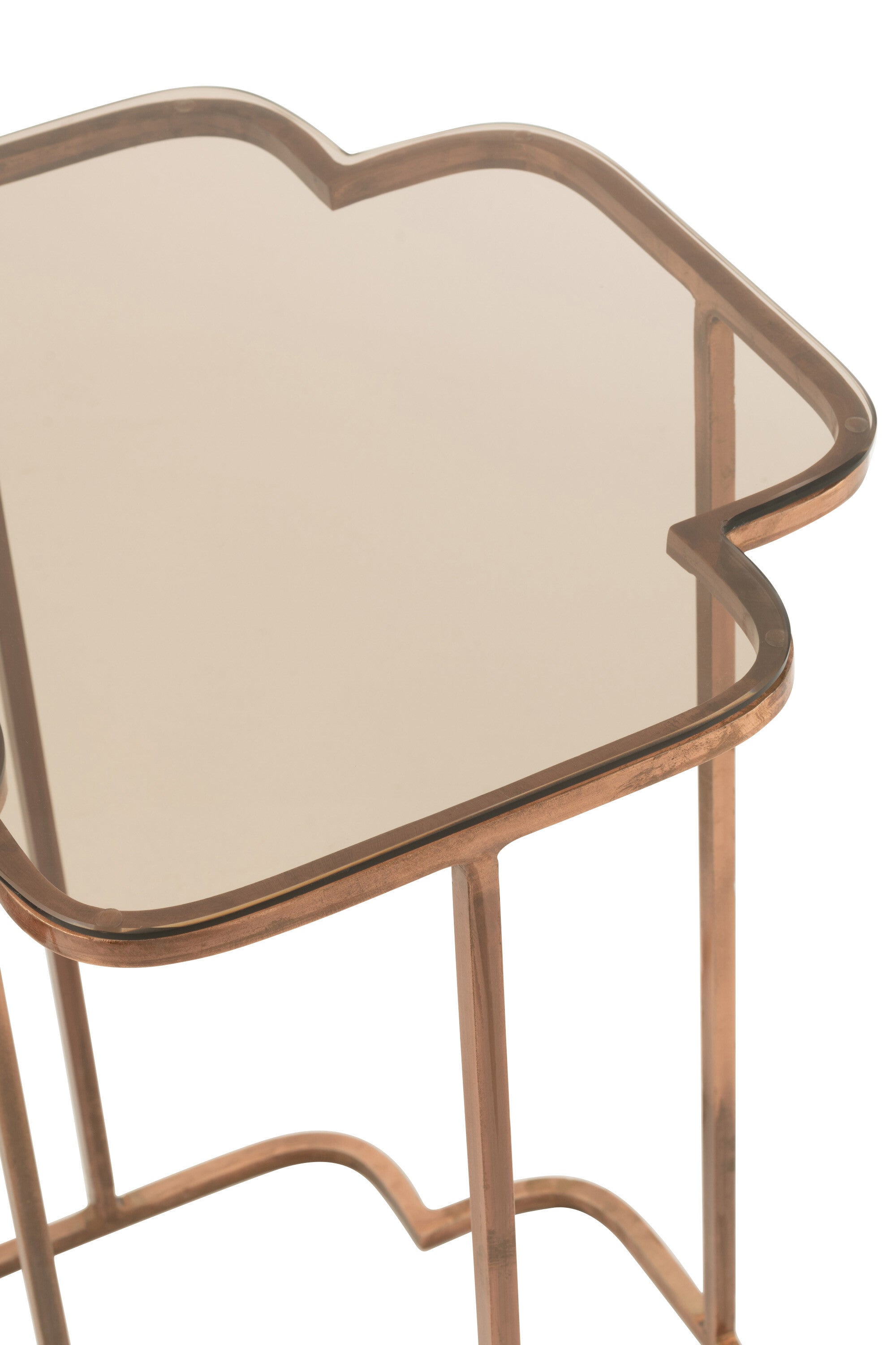 J-Line bijzettafel Ones - metaal - koper, set van 2