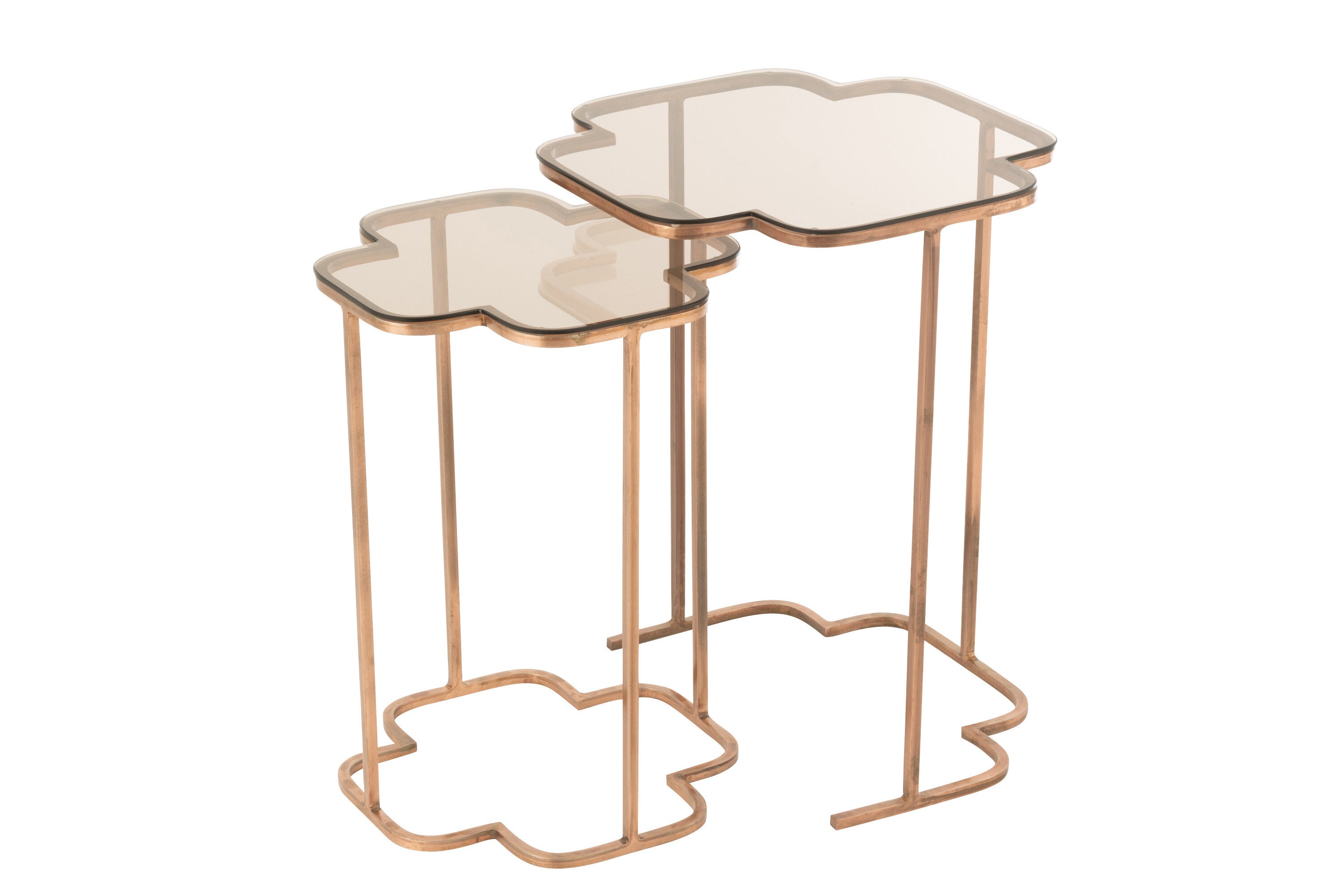 J-Line bijzettafel Ones - metaal - koper, set van 2