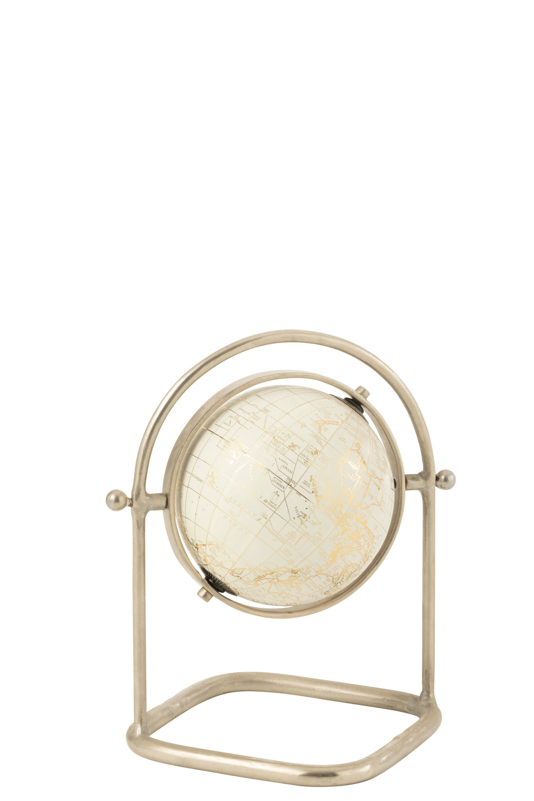 Wereldbol Op Voet Metaal/Papier Wit/Zilver/Goud Klein