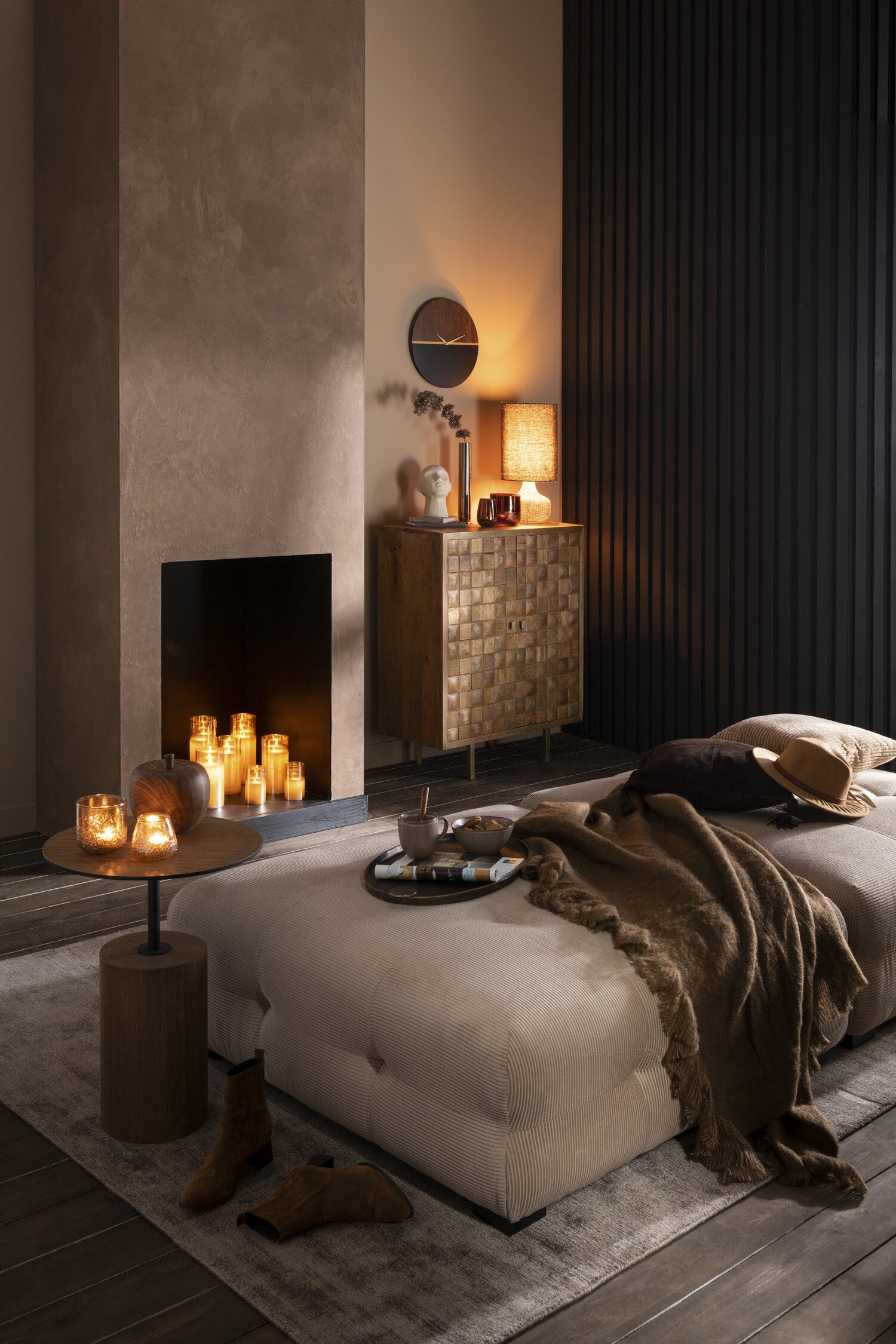 J-Line Kast Nino Metaal/Mangohout Naturel/Goud