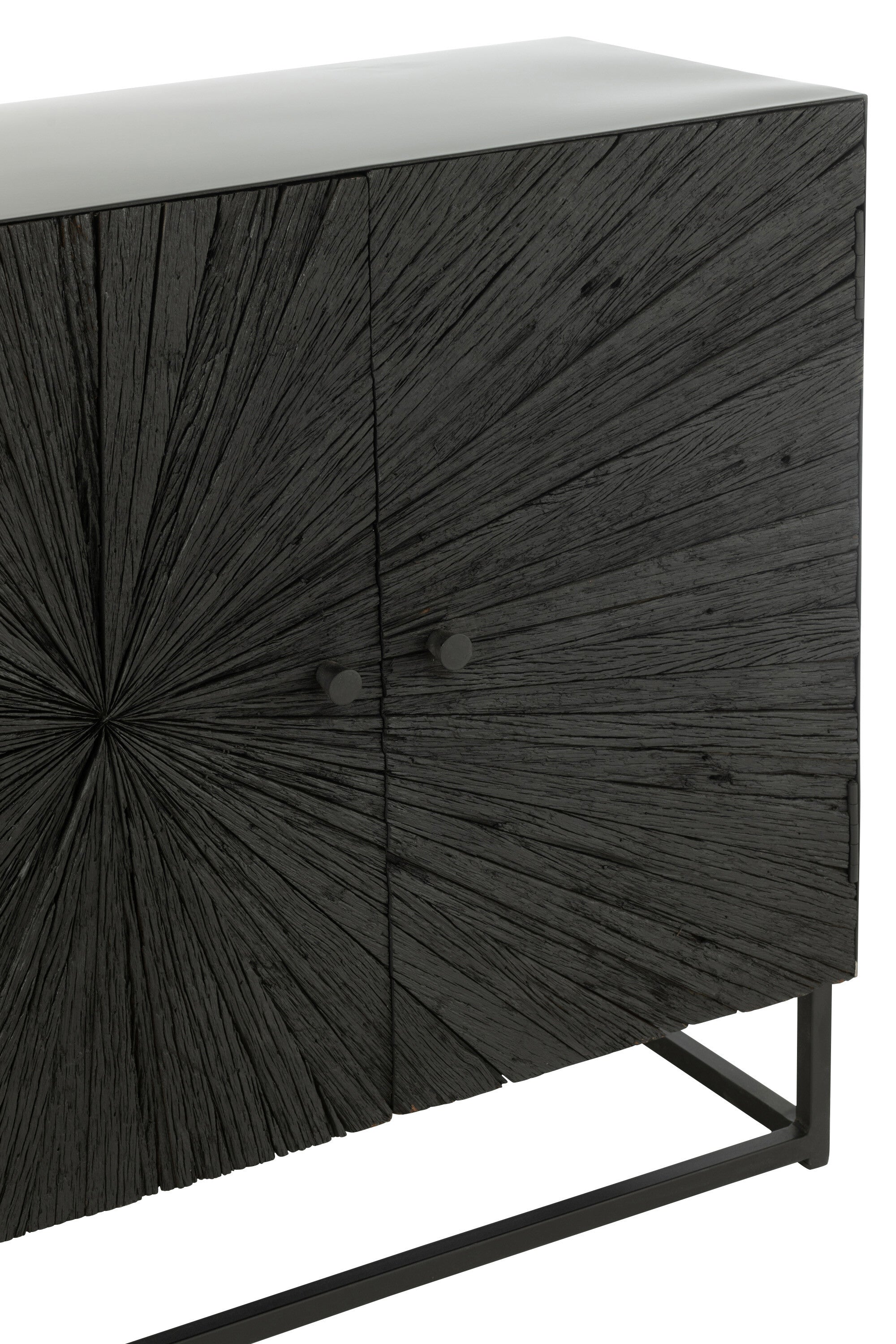 J-Line Buffetkast Shanil Hout/Ijzer Zwart