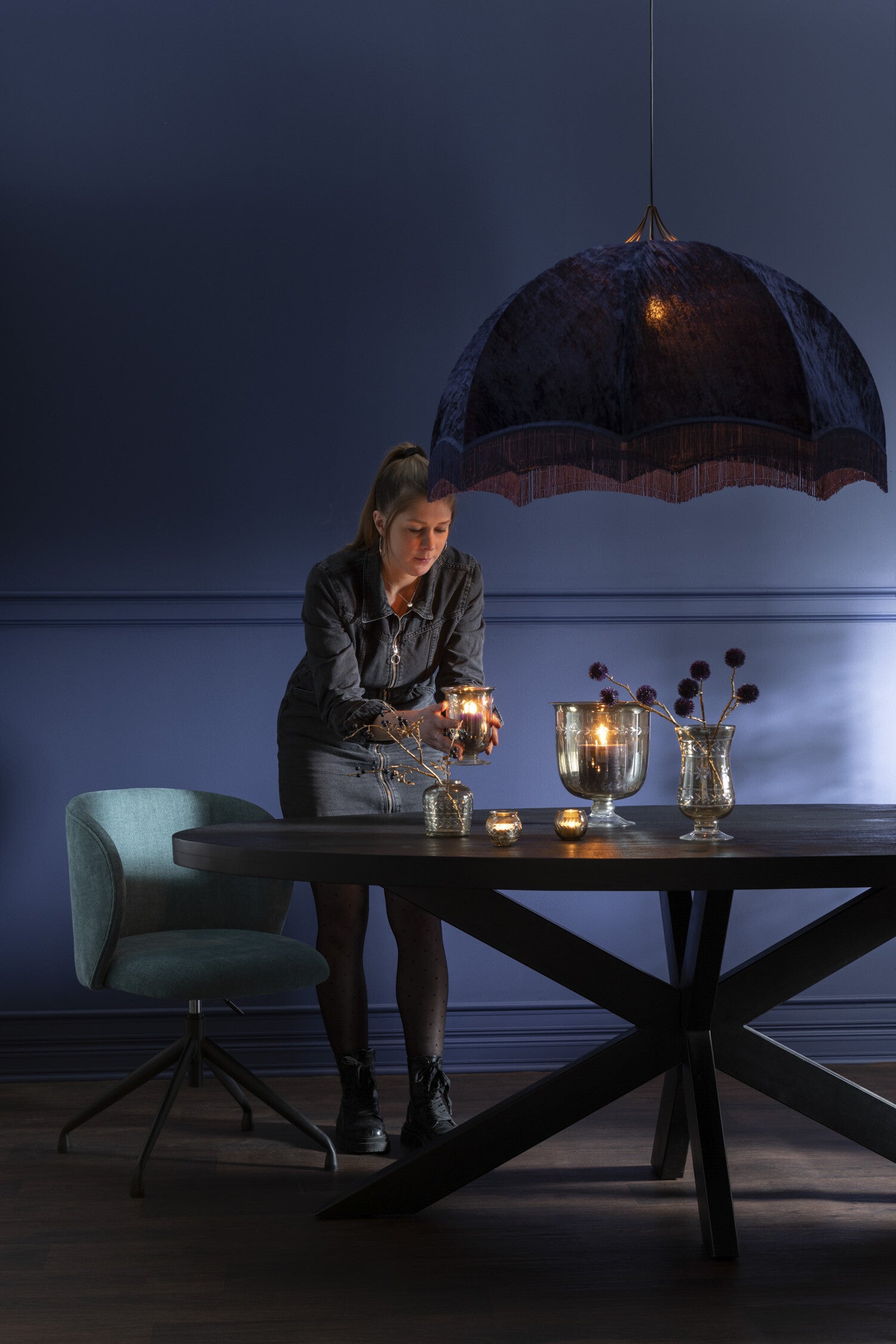 J-Line Hanglamp Velvet/Katoen Paars