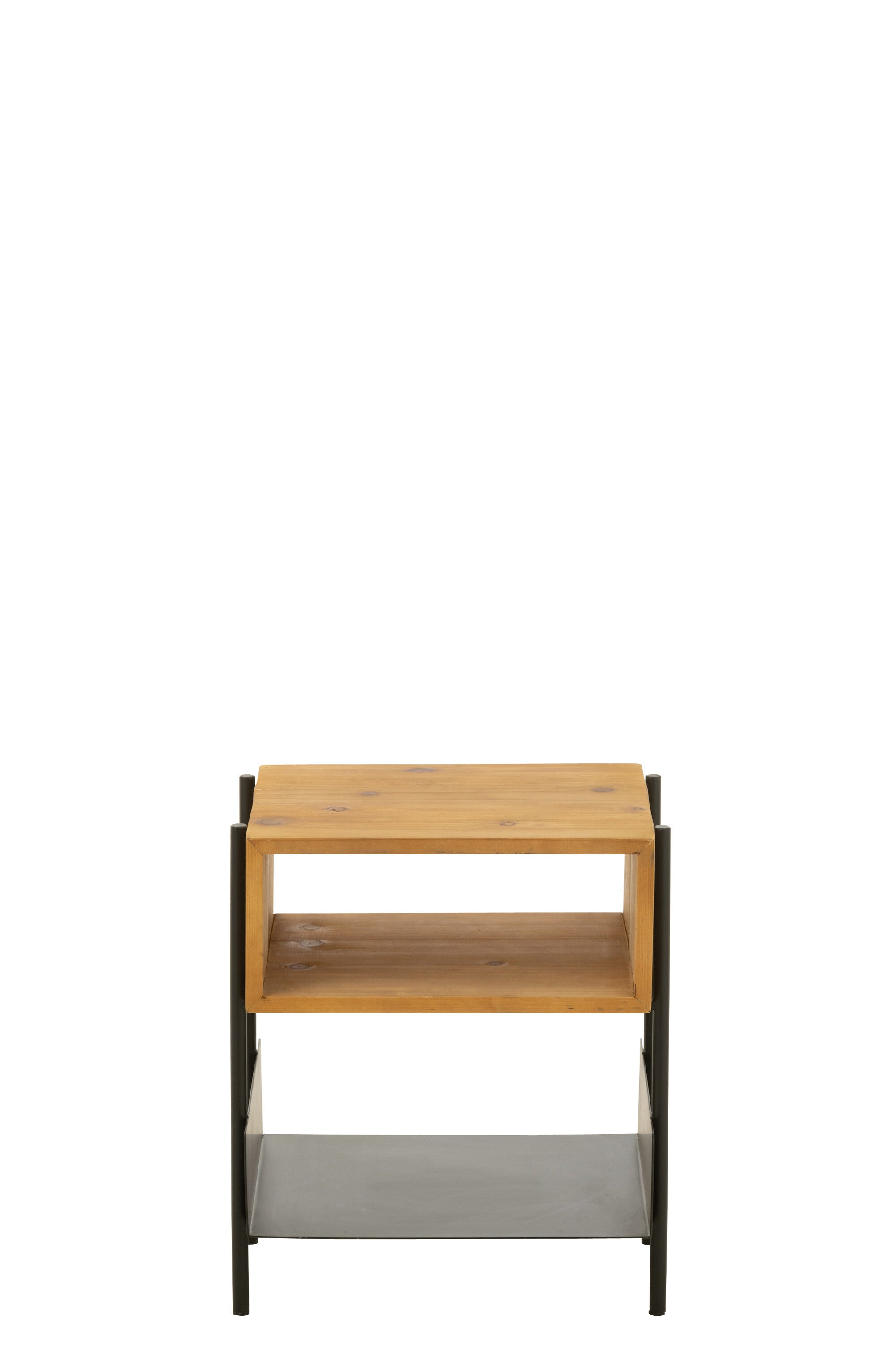 J-Line Tina nachttafel - hout/ metaal - naturel/ zwart