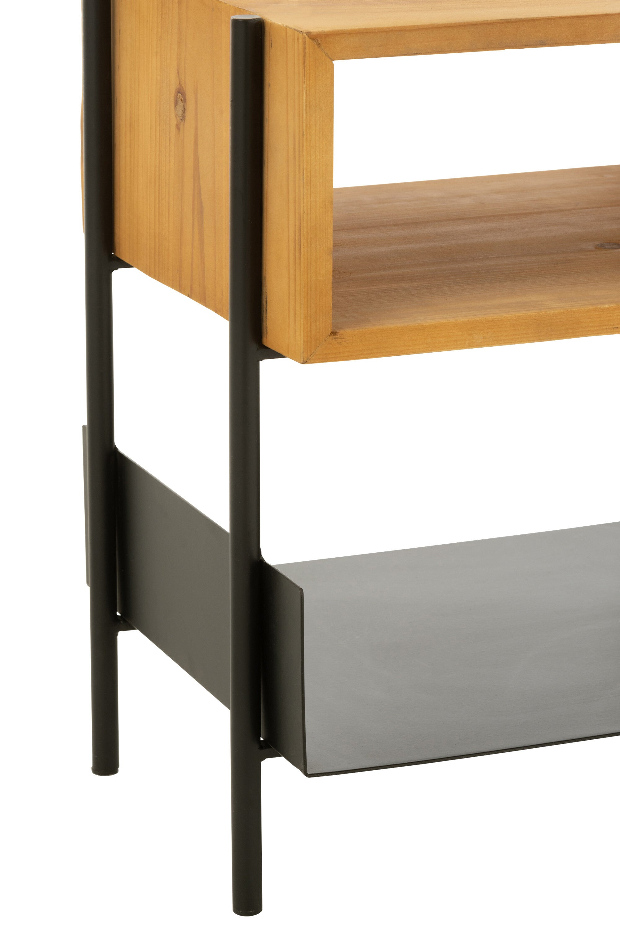 J-Line Tina nachttafel - hout/ metaal - naturel/ zwart