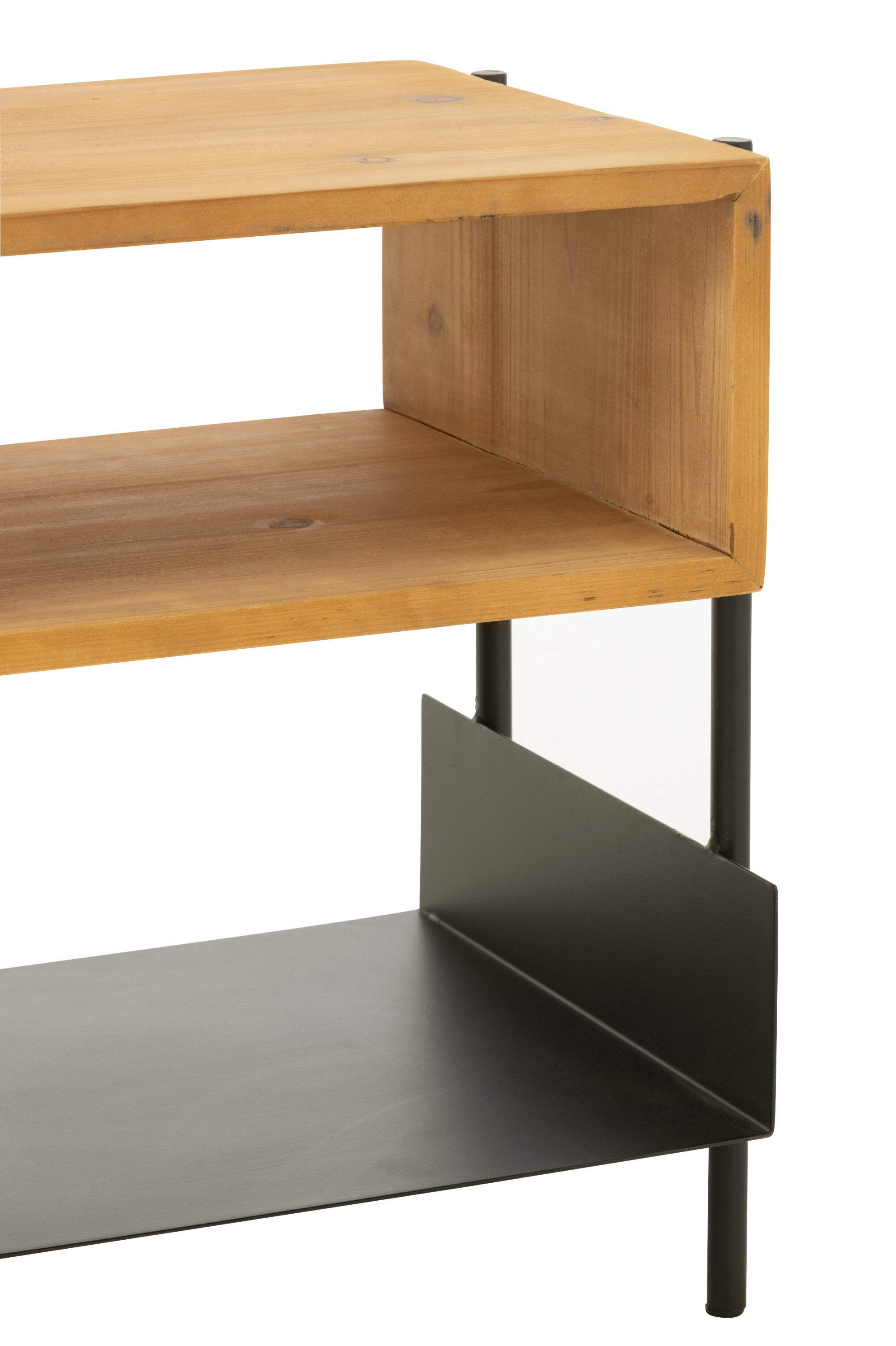 J-Line Tina nachttafel - hout/ metaal - naturel/ zwart