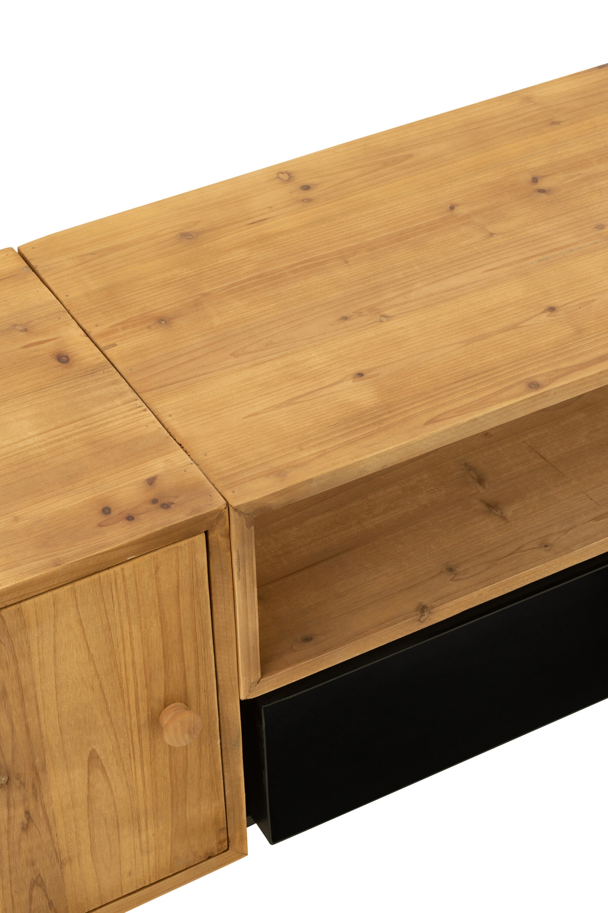 Tv-meubel Tina van dennenhout/ijzer zwart/natuurlijk