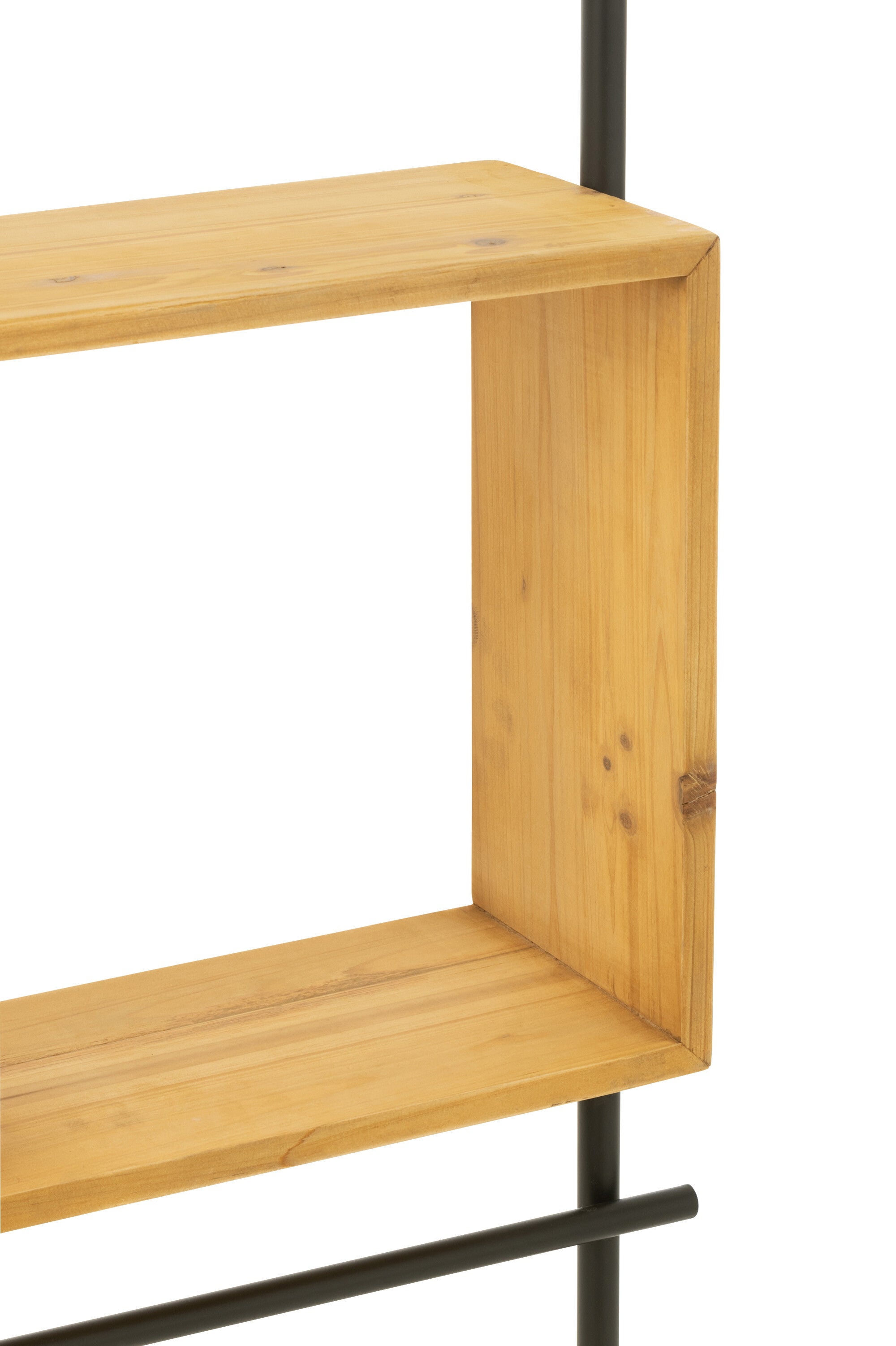 J-Line Muur Schap Met Spiegel Tina Hout/Ijzer Zwart/Naturel