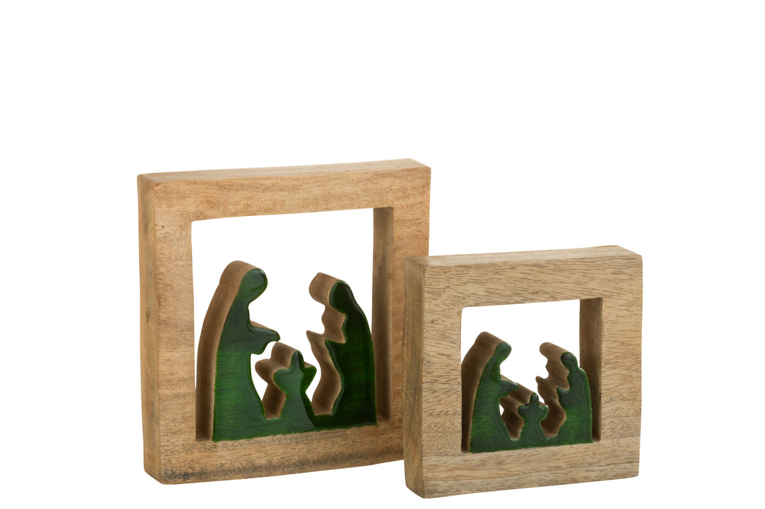 J-Line Kerstdecoratie- hout - groen/naturel - large
