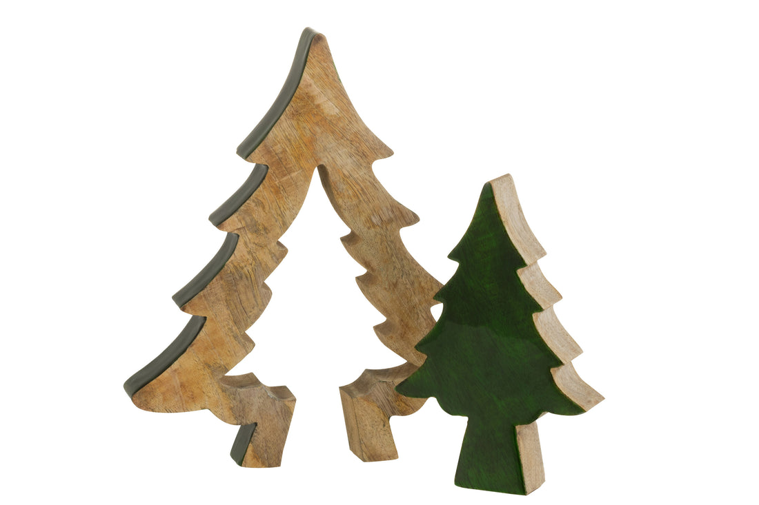 J-Line Boom Puzzel Hout Groen/Naturel Large