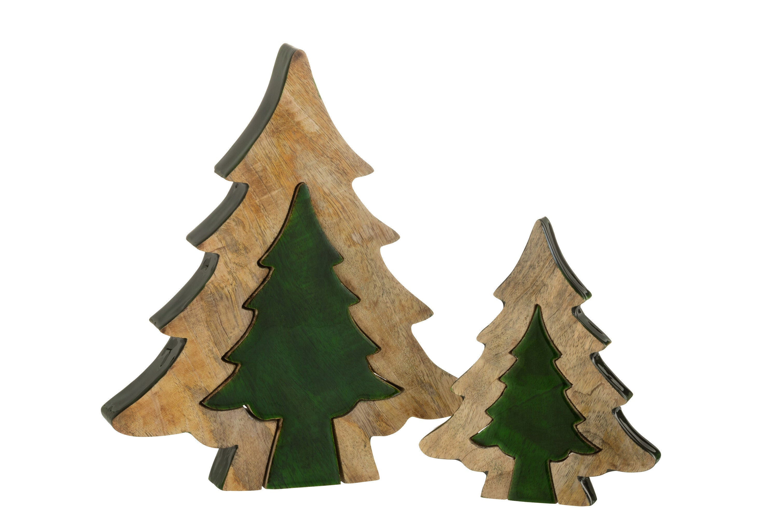 J-Line Boom Puzzel Hout Groen/Naturel Large