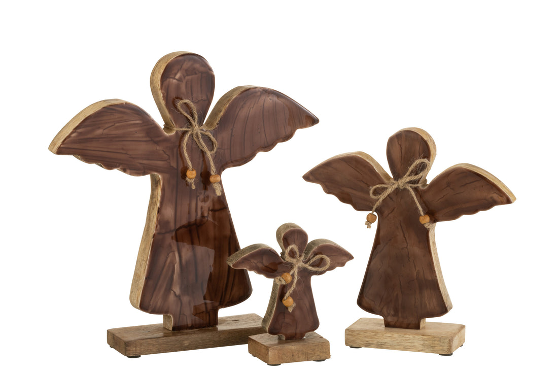 J-Line Engel Op Voet Vernist Bruin Large