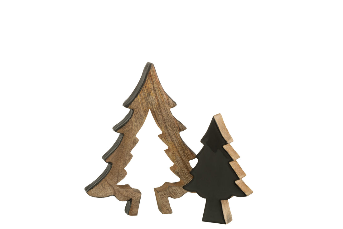 J-Line Boom Puzzel Hout Zwart/Naturel Medium