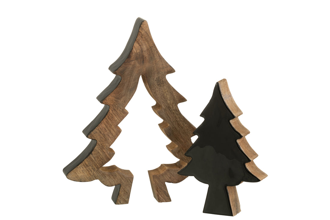 J-Line Boom Puzzel Hout Zwart/Naturel Small
