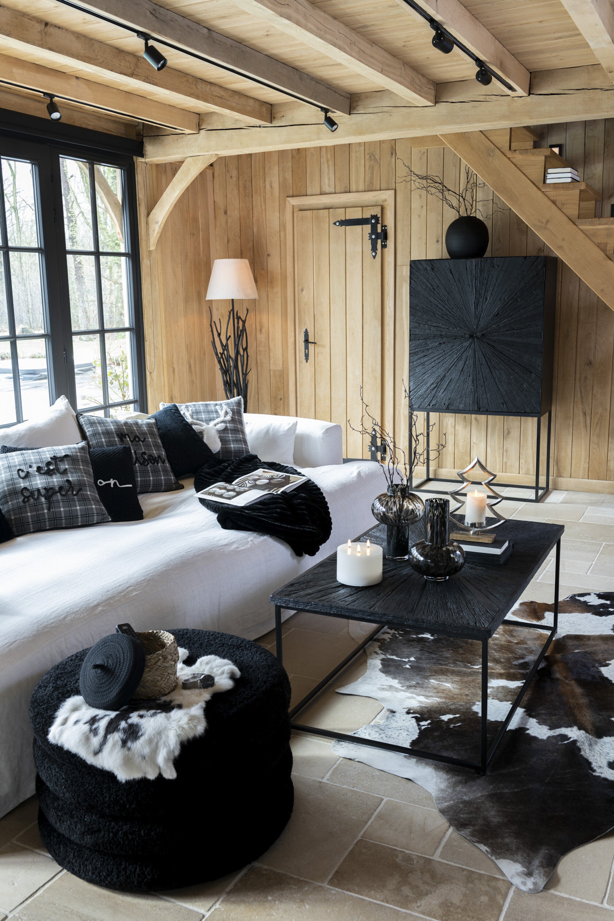 J-Line Staande Lamp Takken Kastanje Hout Zwart