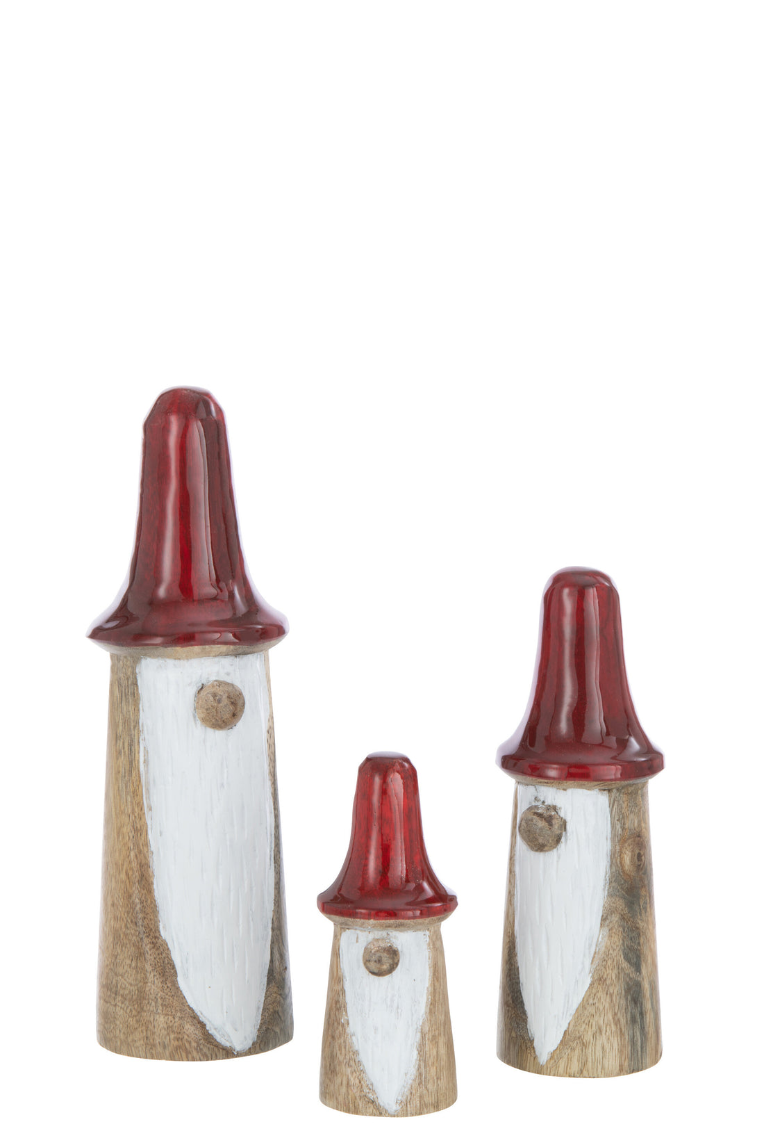 J-Line Set Van3 Kabouters Paddenstoelen Hout Naturel/Rood