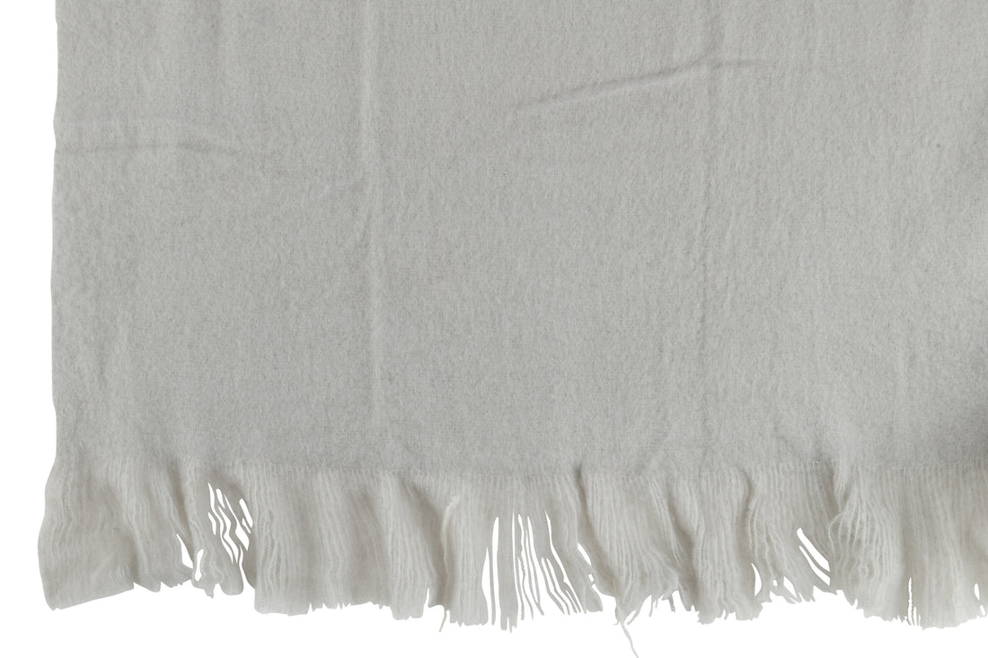 J-Line Plaid franje - polyester - grijs - 180 x 130 cm