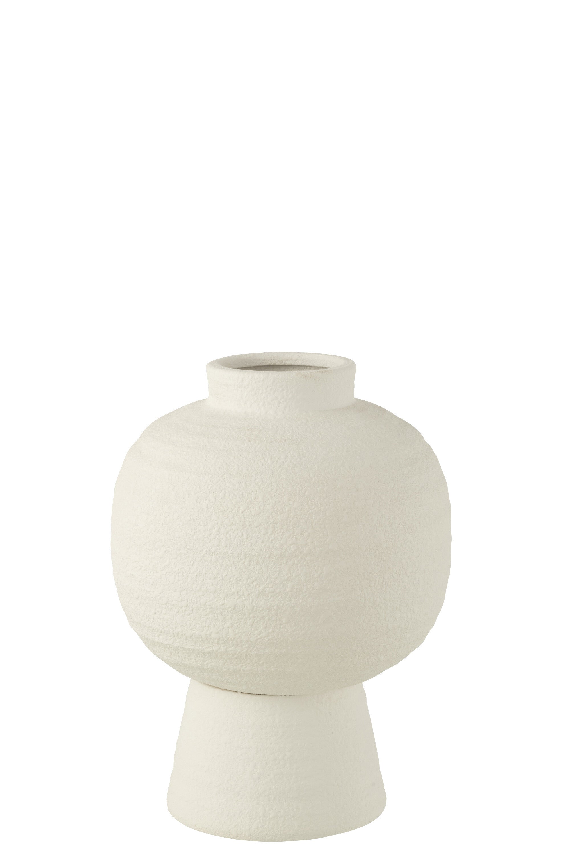 J-Line Vaas Lantaarn Klei Wit Small - 33.00 cm hoog