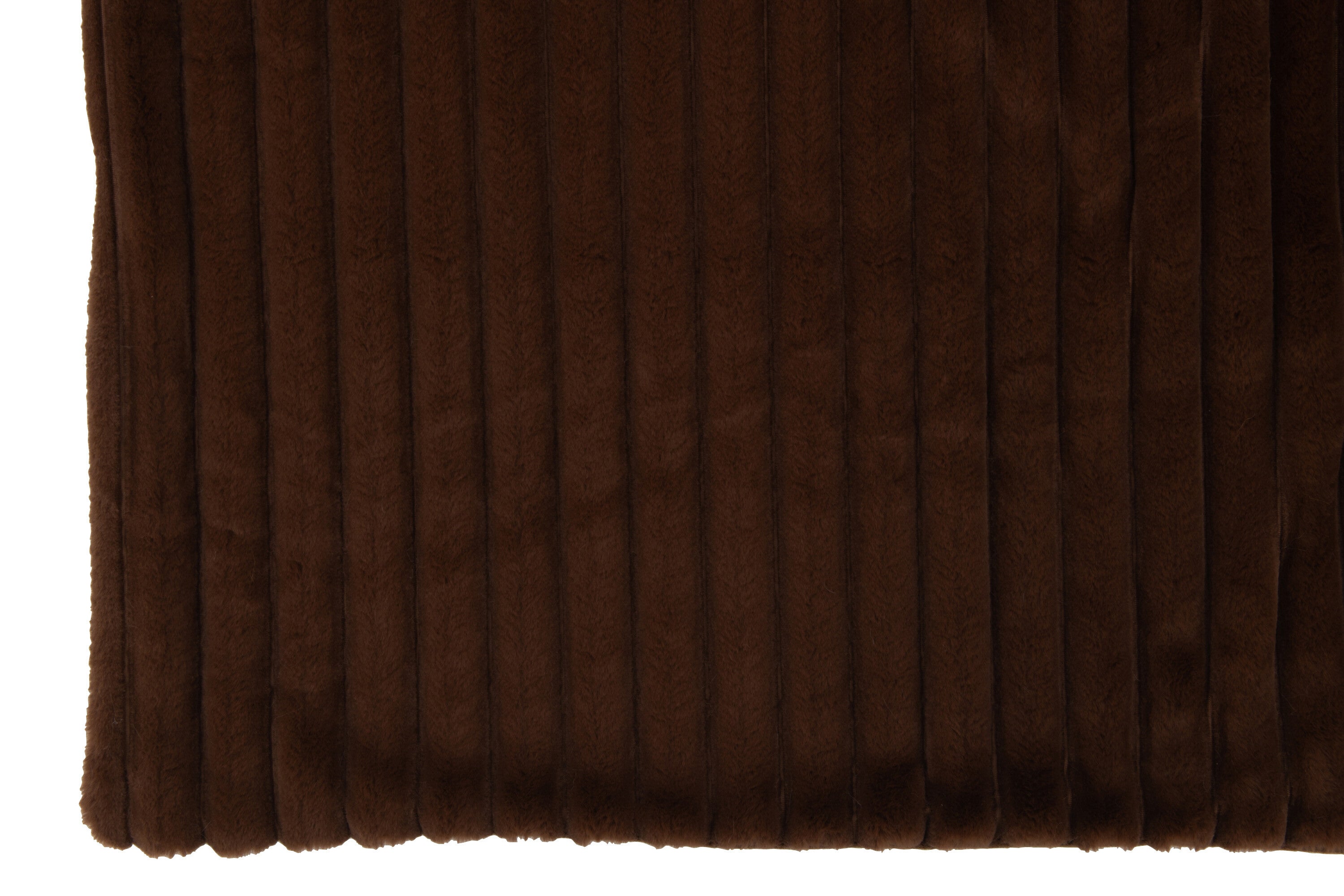 J-Line Plaid corduroy - polyester - chocolade - 180 x 130 cm