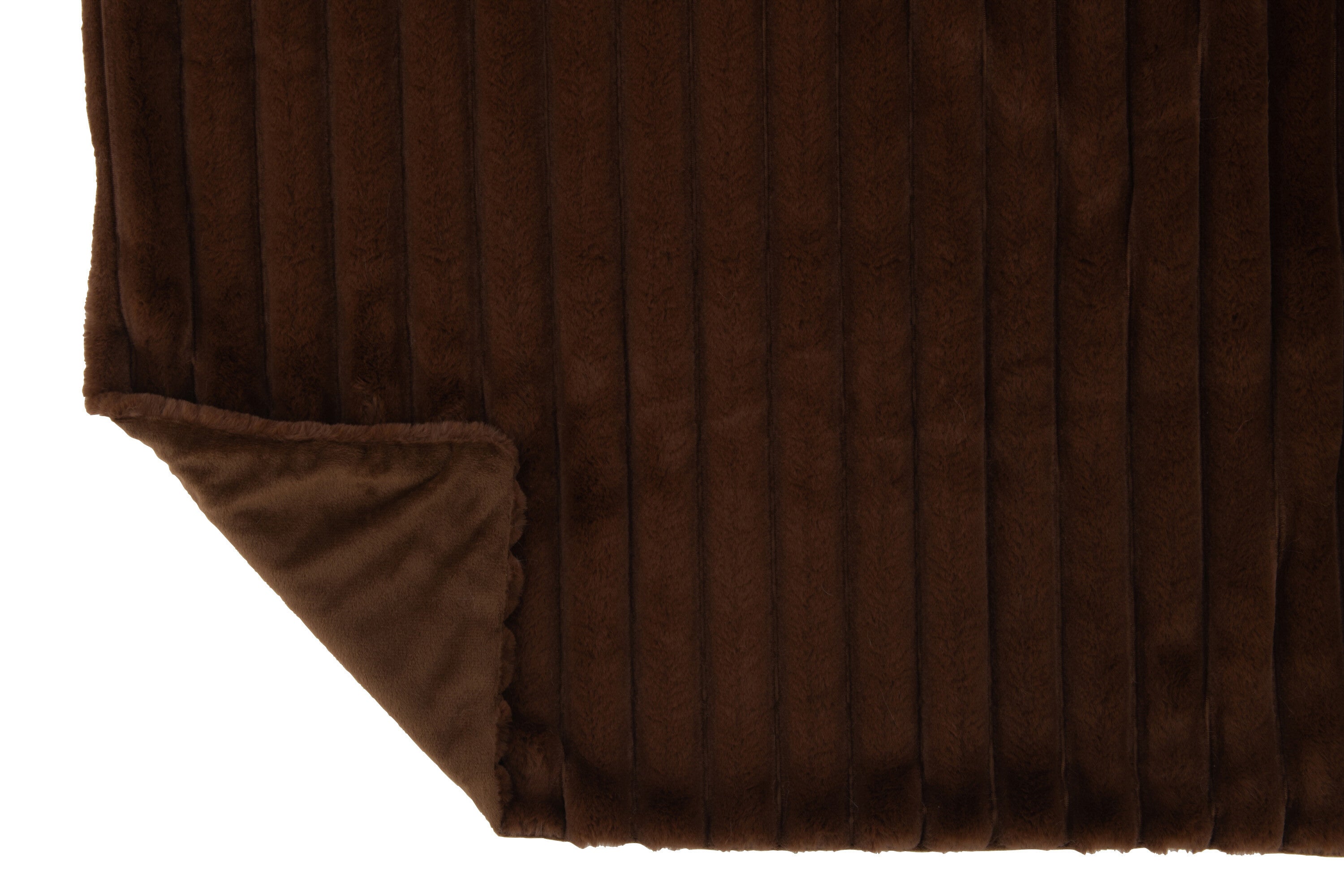J-Line Plaid corduroy - polyester - chocolade - 180 x 130 cm