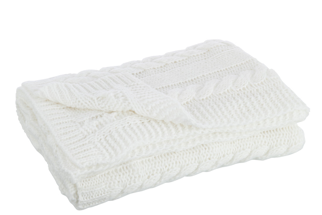 J-Line Plaid - polyester - wit - 130 x 180 cm