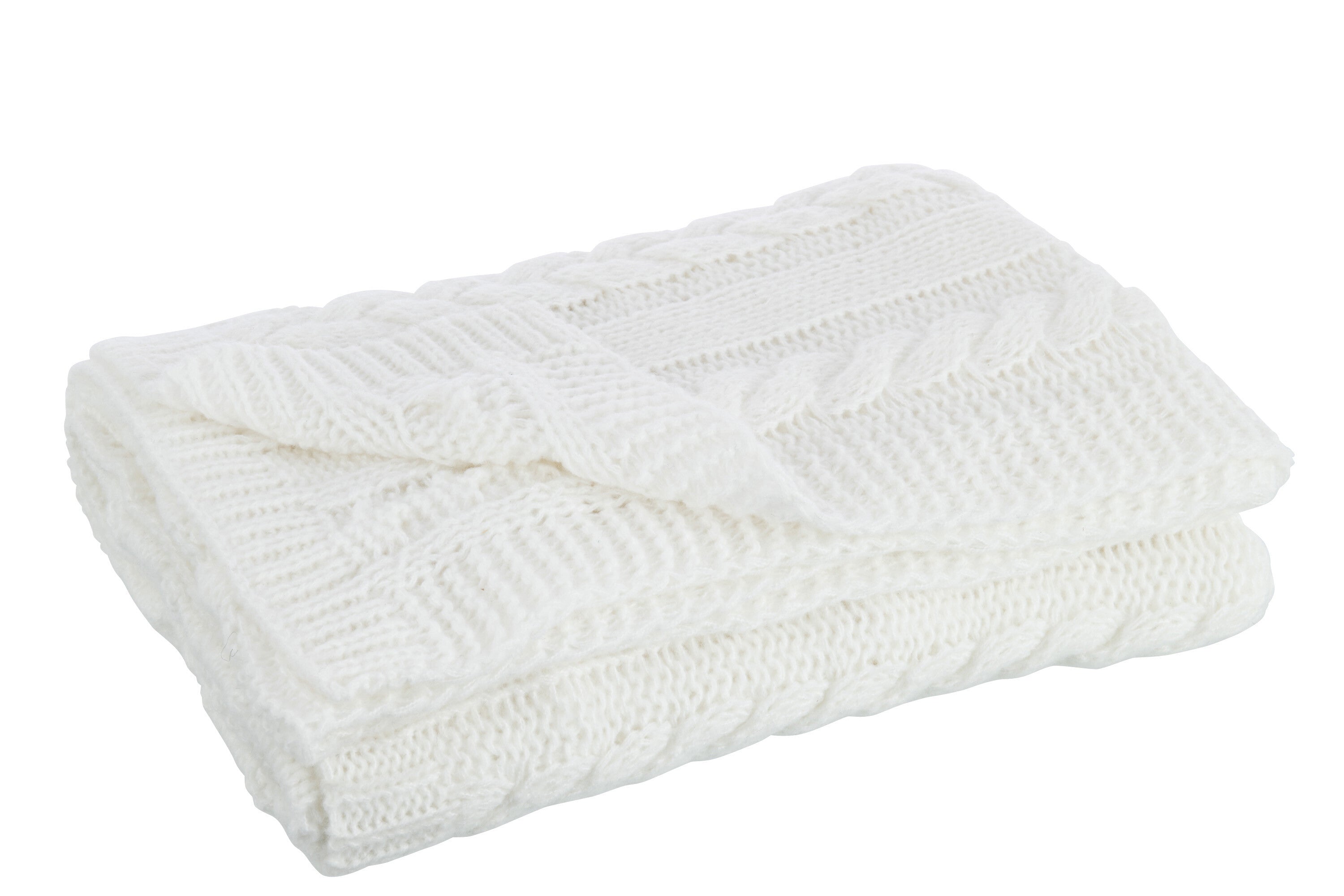 J-Line Plaid - polyester - wit - 130 x 180 cm