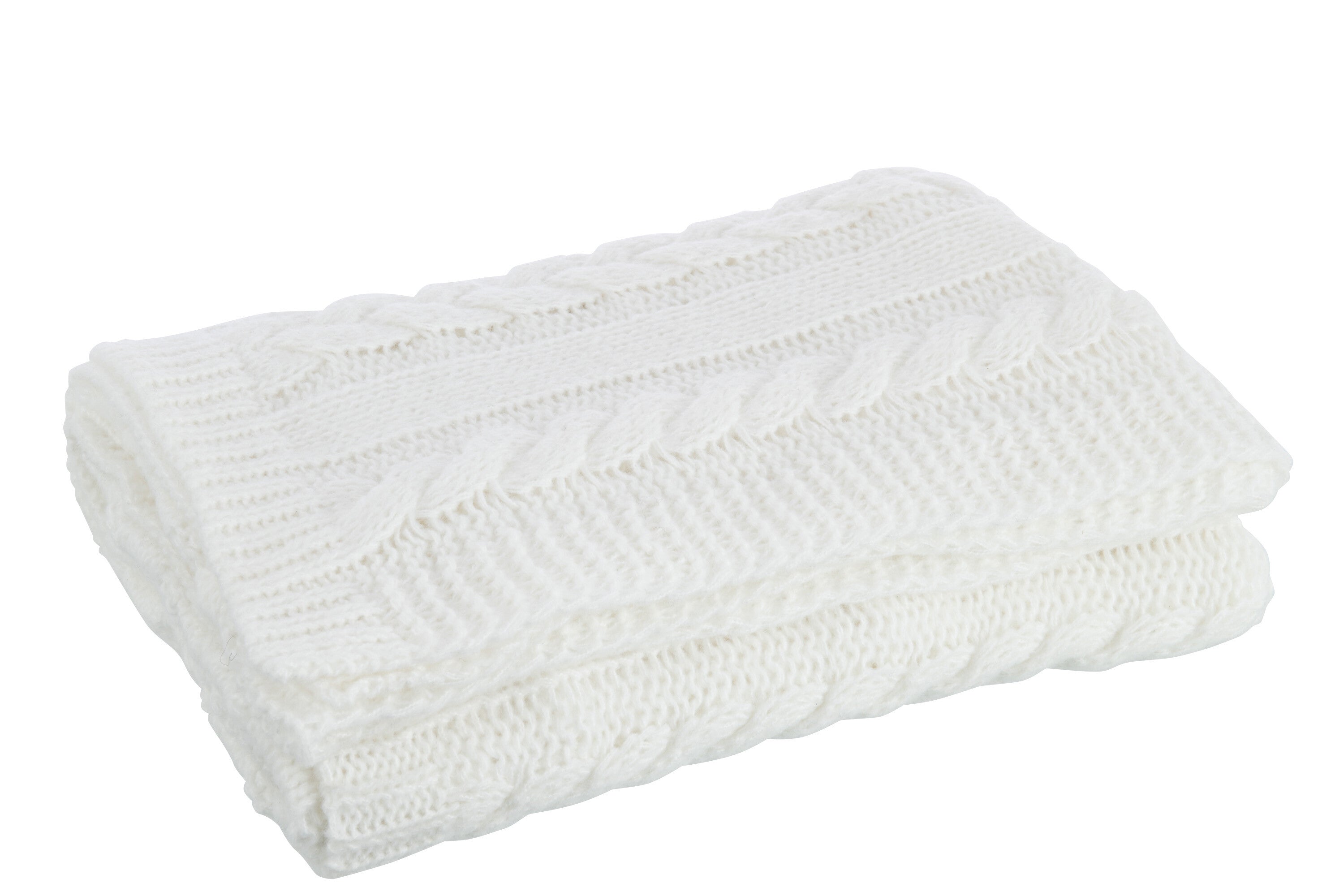 J-Line Plaid - polyester - wit - 130 x 180 cm