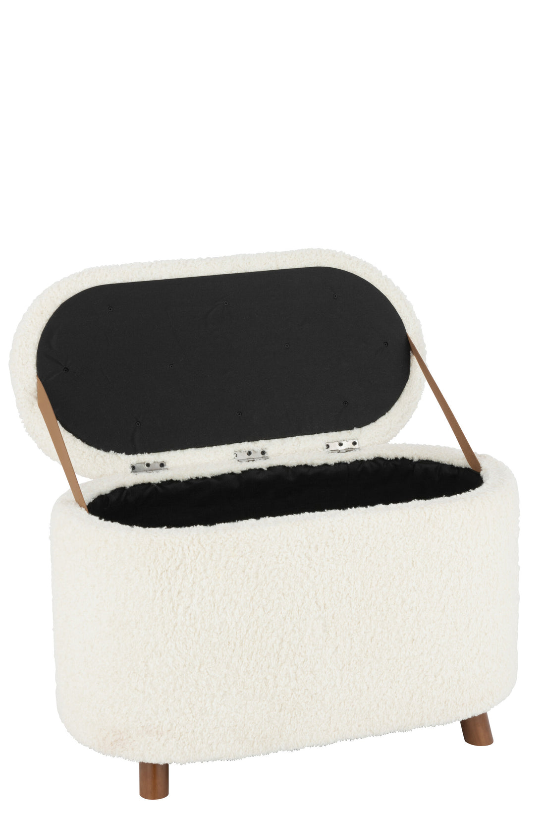 J-Line Poef Opslag Teddy Polyester Wit