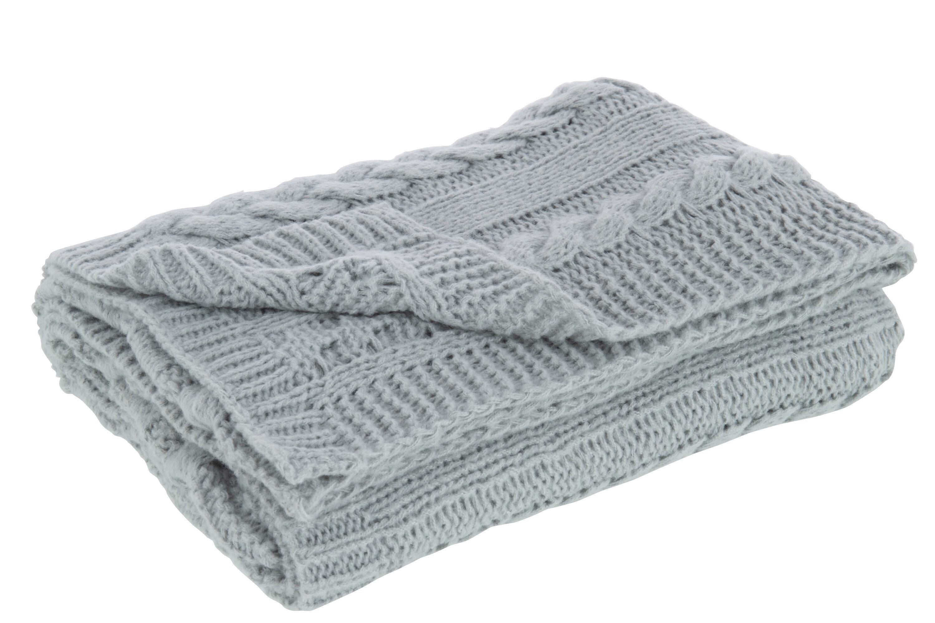 J-Line Plaid twist - polyester - grijs - 130 x 180 cm