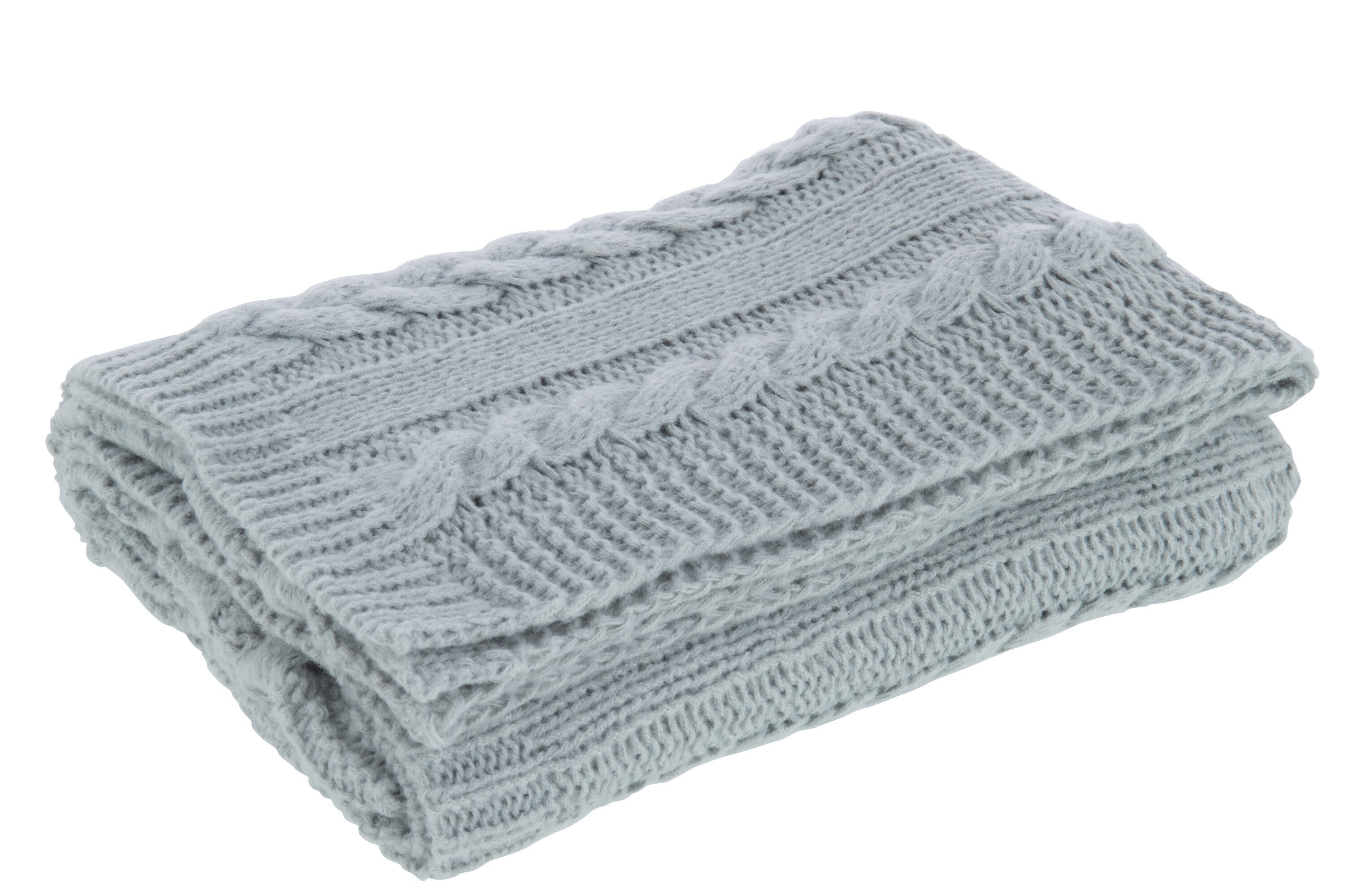 J-Line Plaid twist - polyester - grijs - 130 x 180 cm