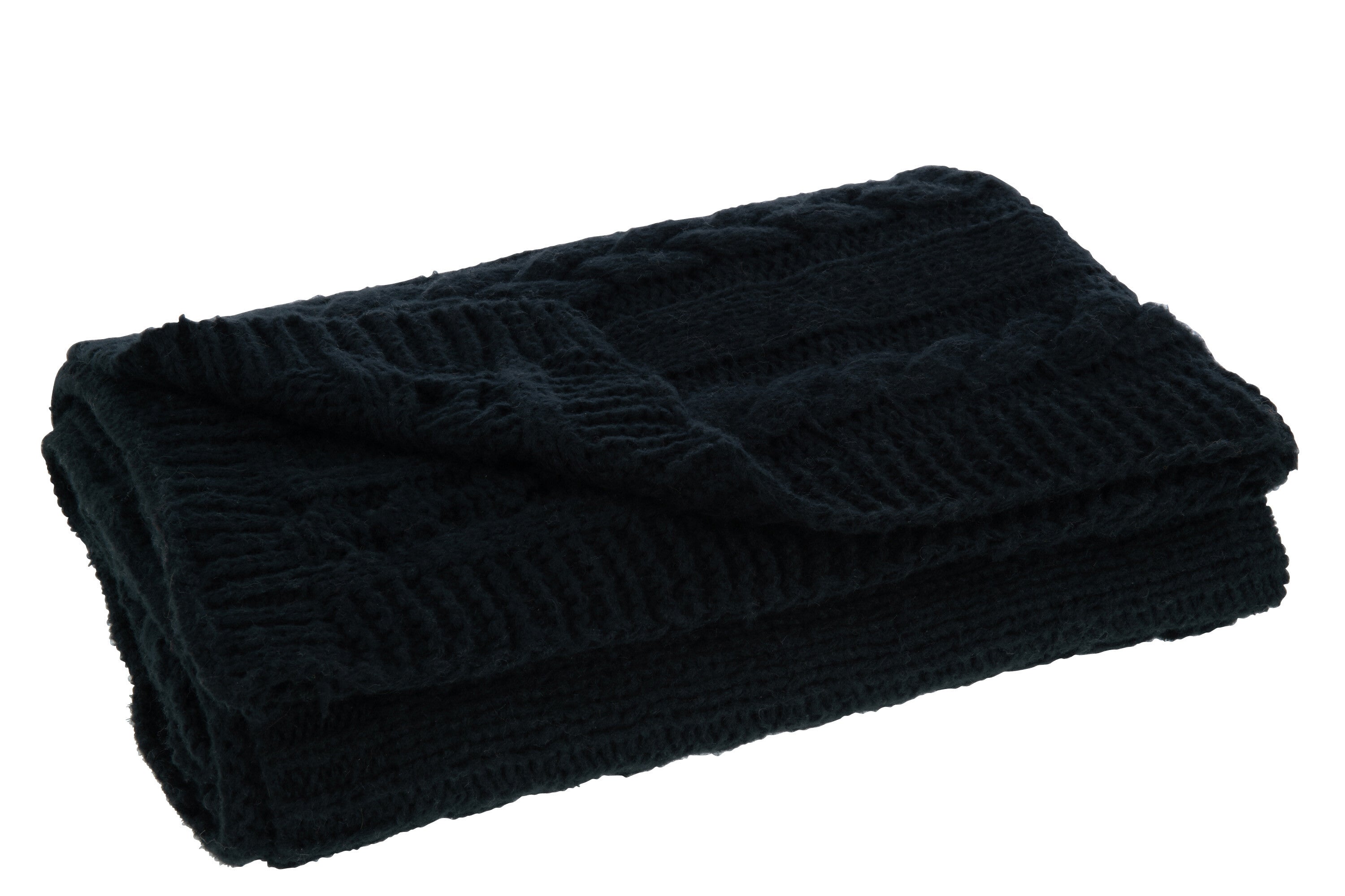 J-Line Plaid - polyester - zwart - 130 x 180 cm