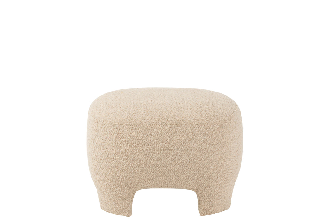 Pouf Gebreid Textiel/Hout Wit