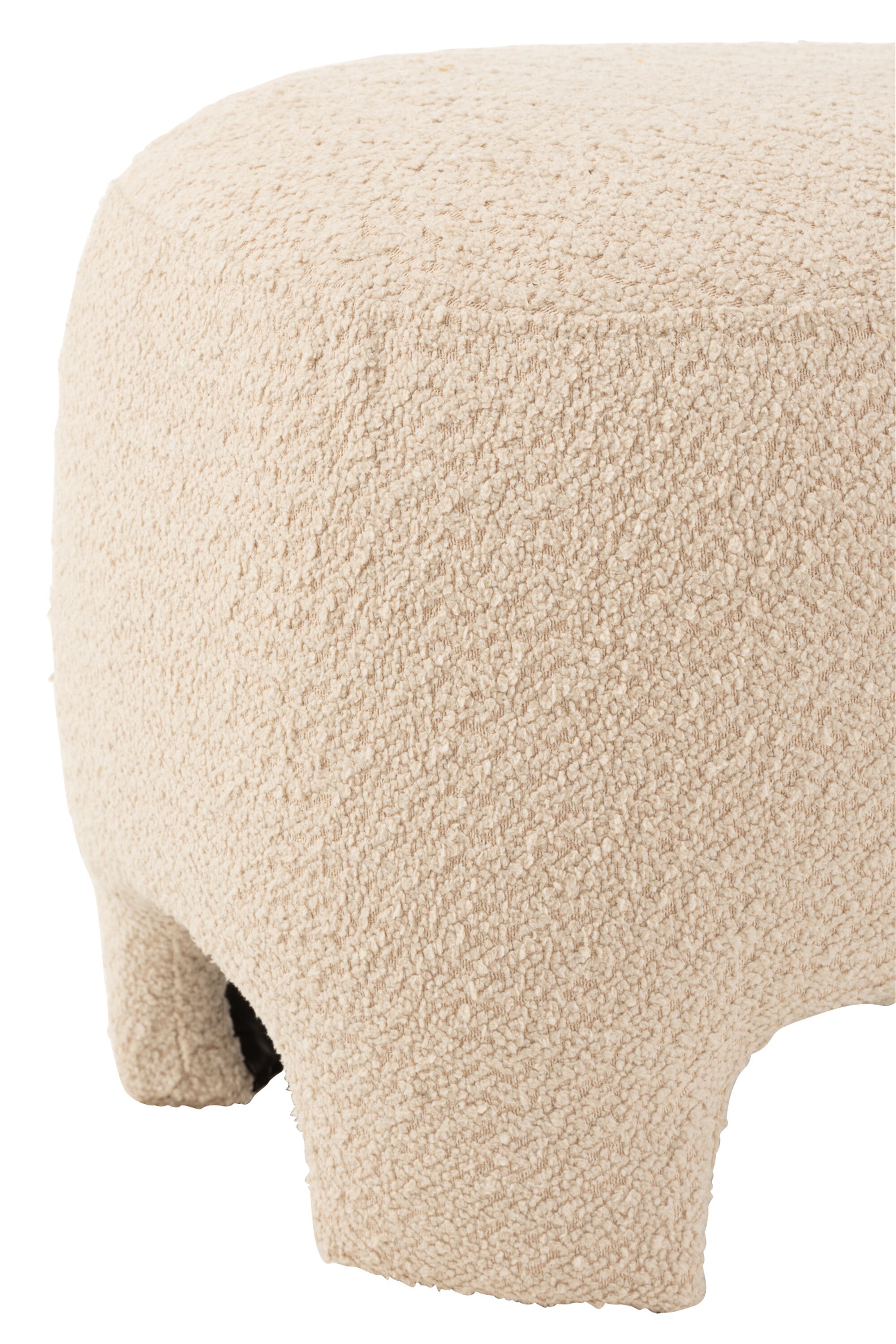 Pouf Gebreid Textiel/Hout Wit