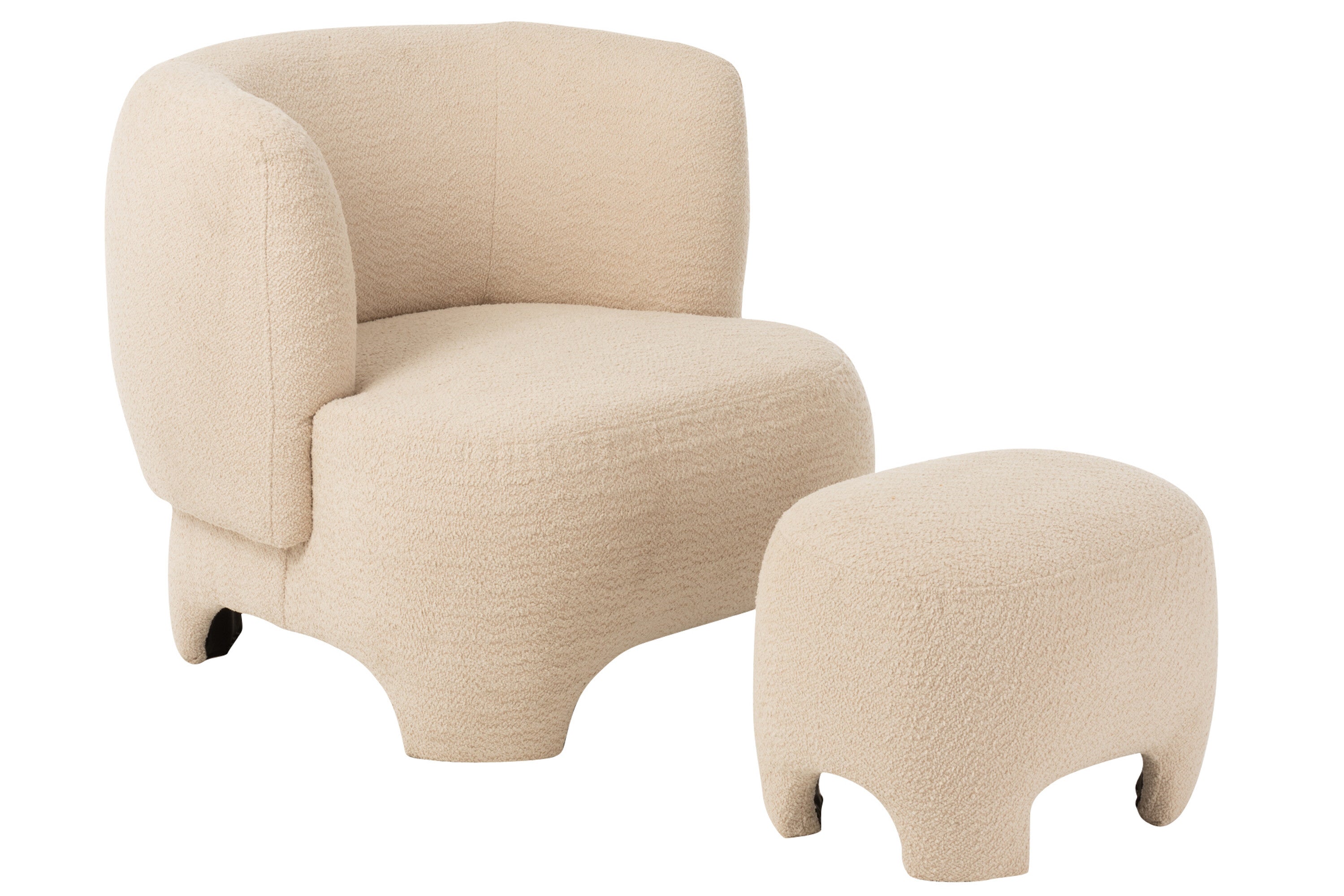 Pouf Gebreid Textiel/Hout Wit
