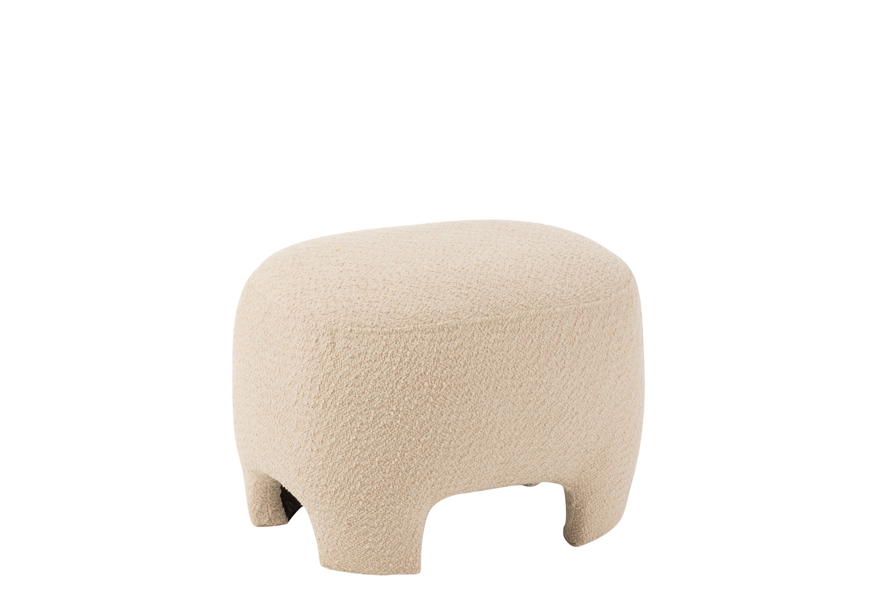 Pouf Gebreid Textiel/Hout Wit