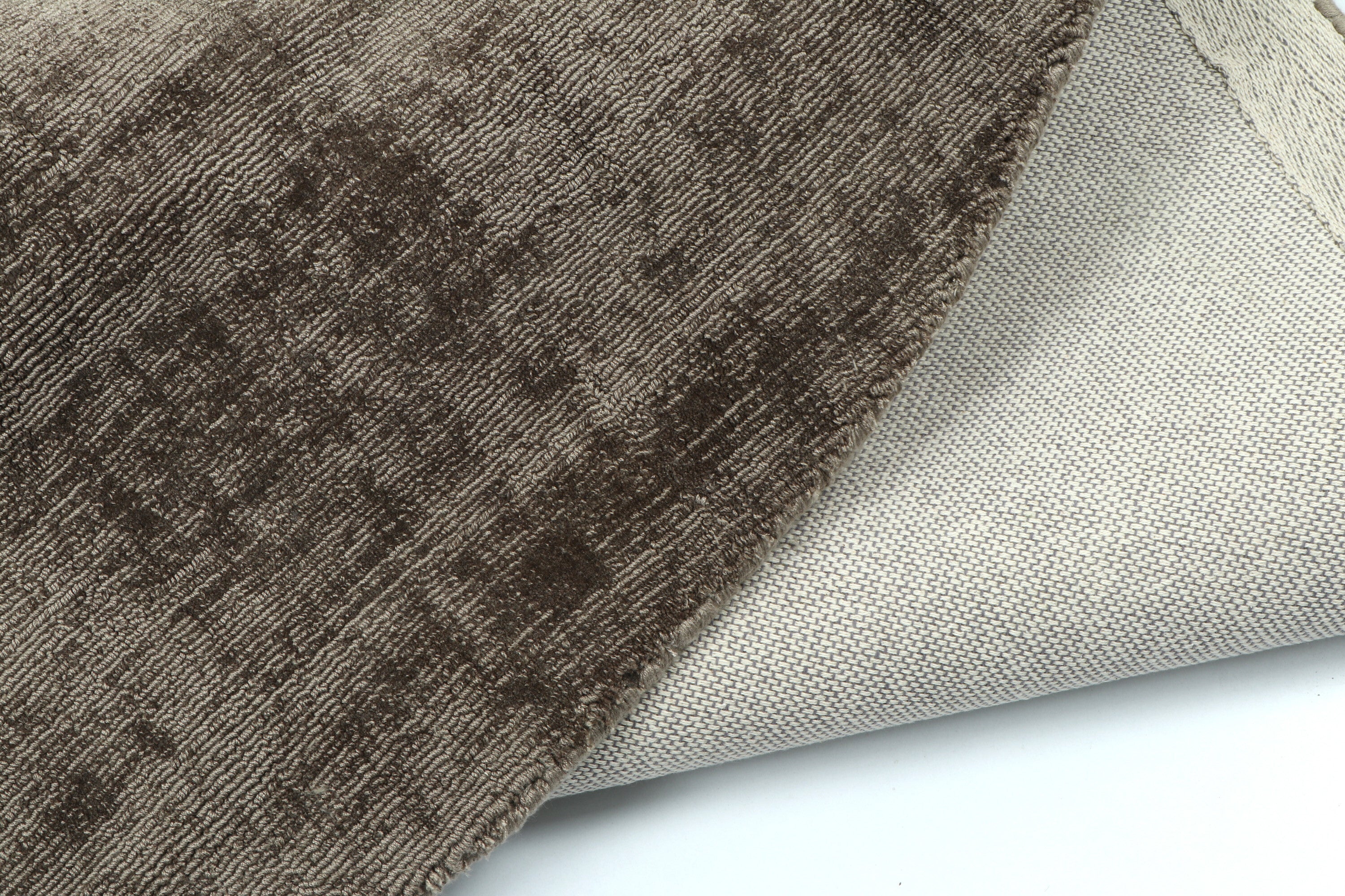 J-Line Tapijt Rond Handgemaakt Viscose Grijs - Vloerkleed 150.00 x 150.00 cm