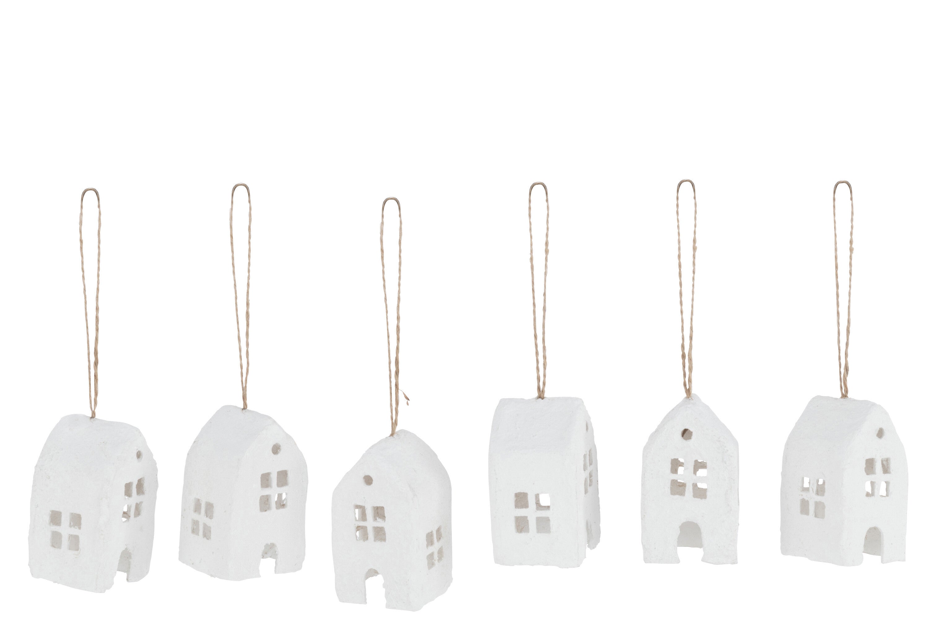 Doos van 6 hangerhuis katoen mache wit